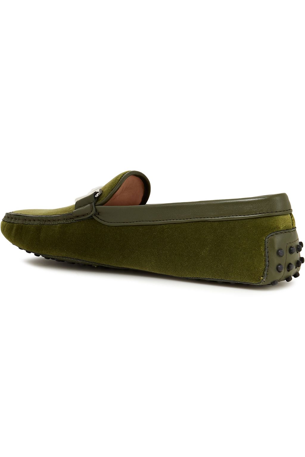 TOD'S Embellished velvet and leather loafers