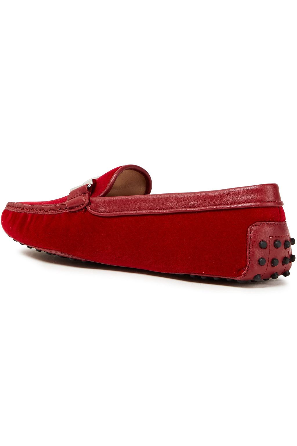 TOD'S Embellished velvet and leather loafers