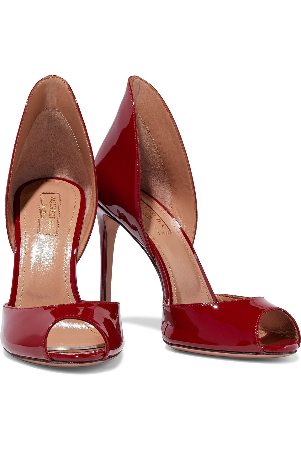 Click to view more detailed imagery on our partner's website Aquazzura Concorde 105 Patent-leather Pumps In Claret