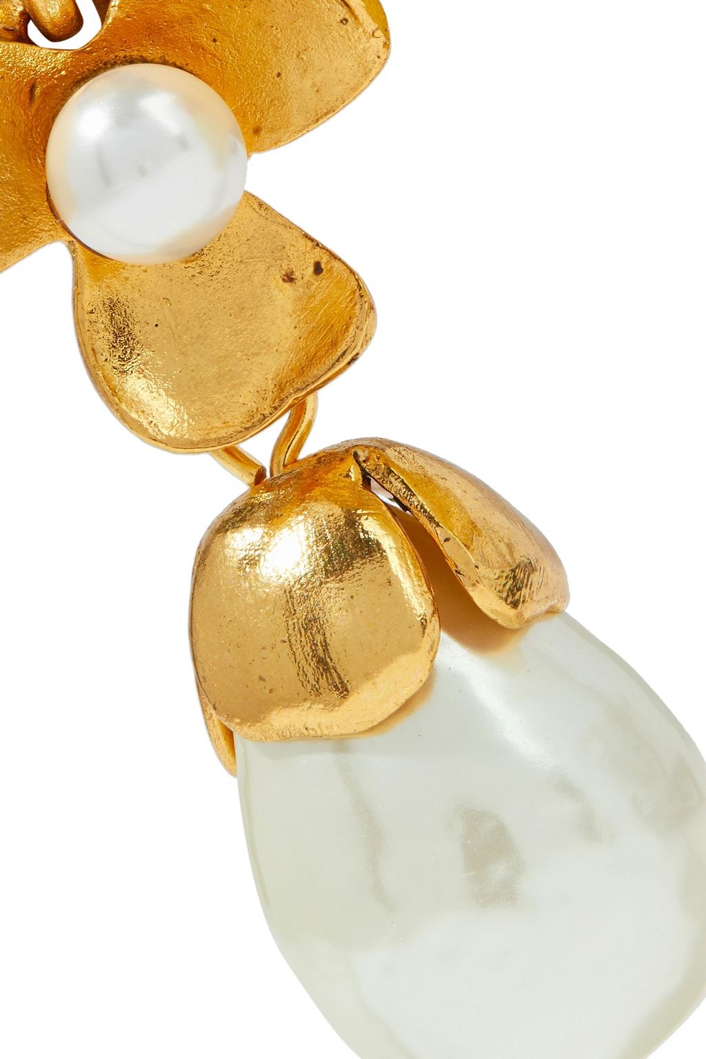OSCAR DE LA RENTA Gold-tone, quartz and faux pearl earrings