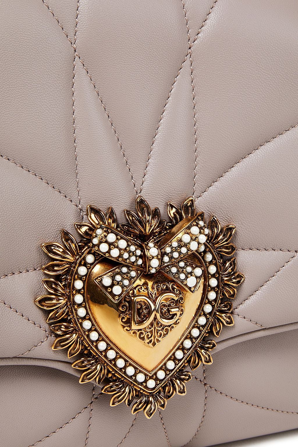 DOLCE & GABBANA Devotion large embellished quilted leather shoulder bag
