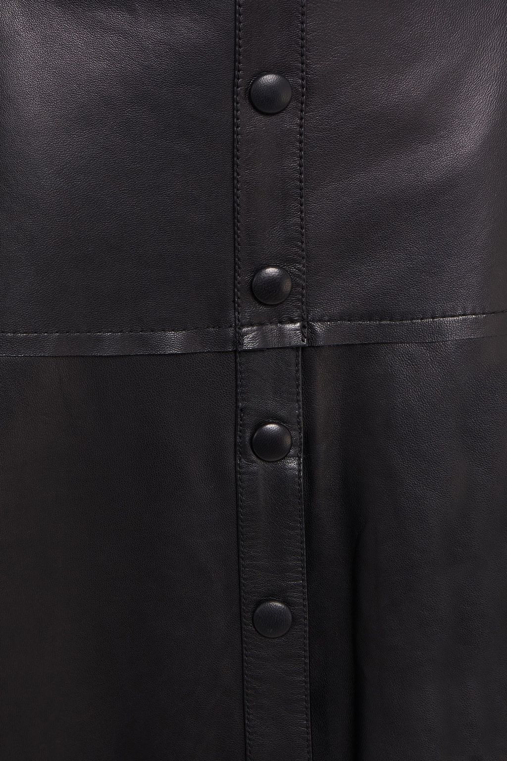 STAND STUDIO Britney button-detailed leather midi skirt