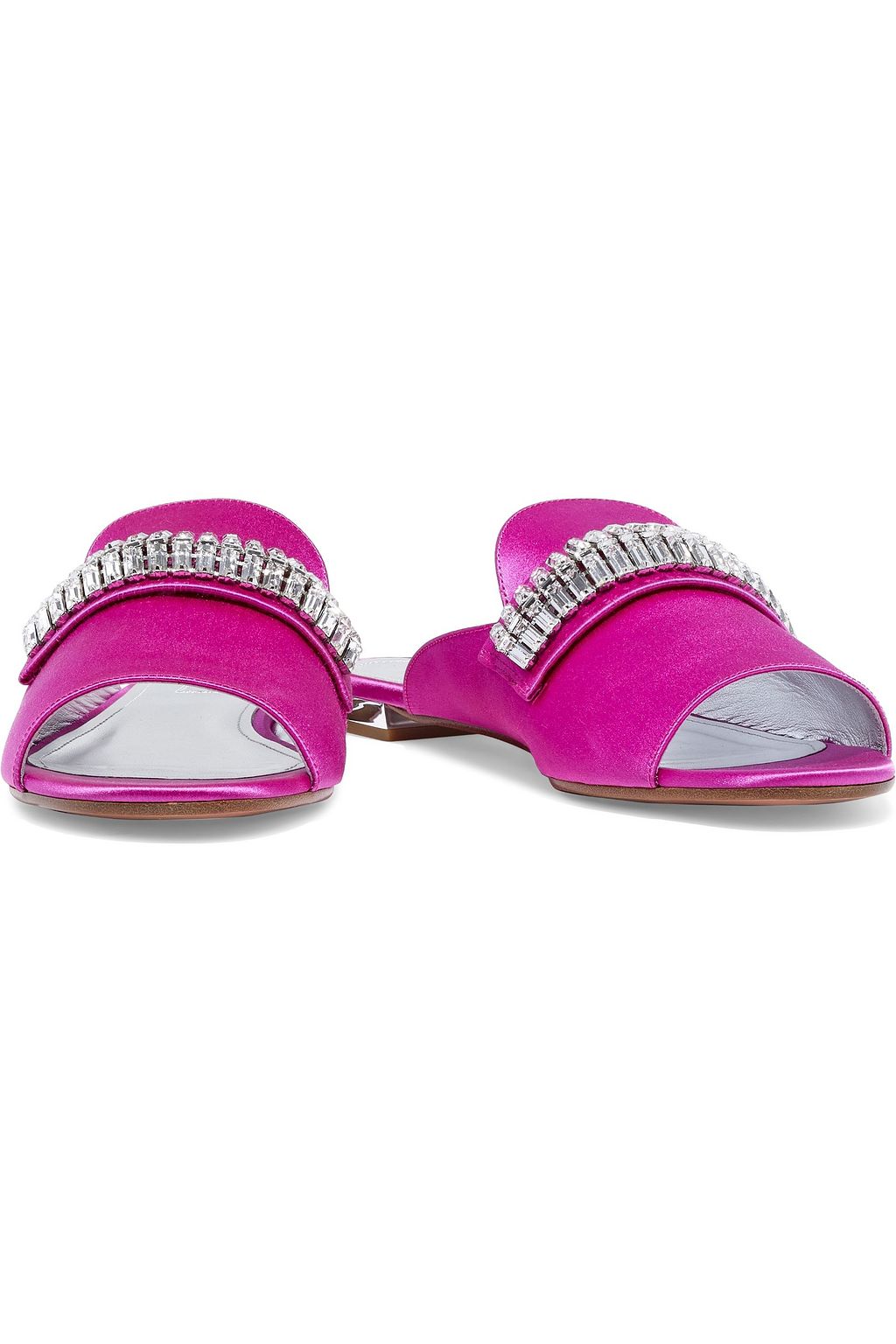 AQUAZZURA Winston crystal-embellished satin mules