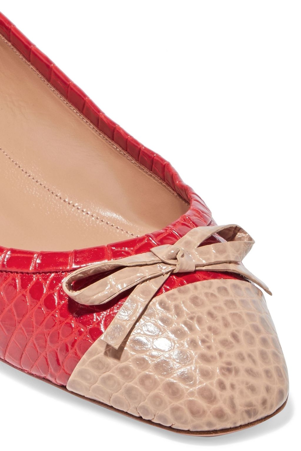 AQUAZZURA Moss color-block croc-effect leather ballet flats