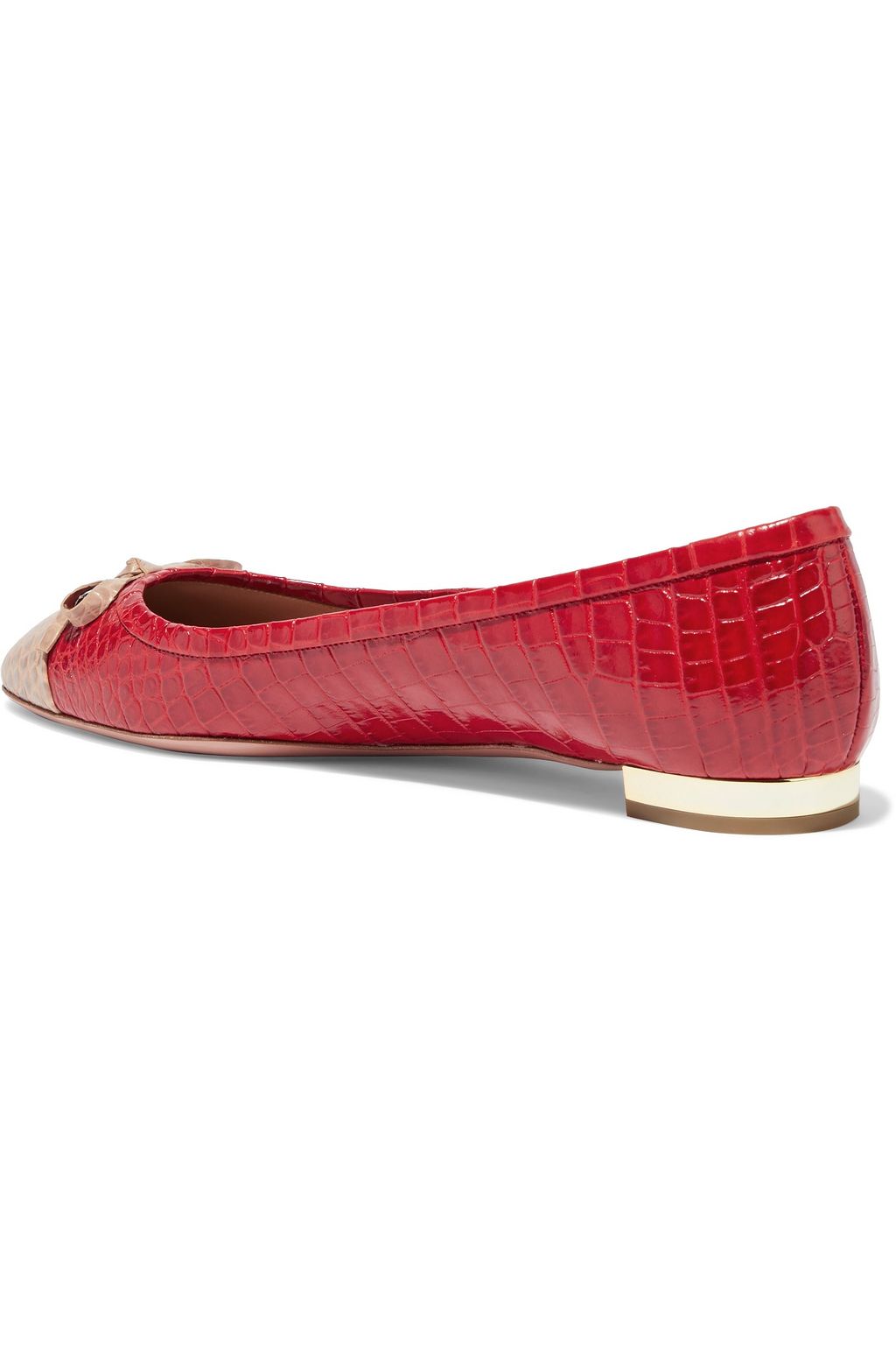AQUAZZURA Moss color-block croc-effect leather ballet flats