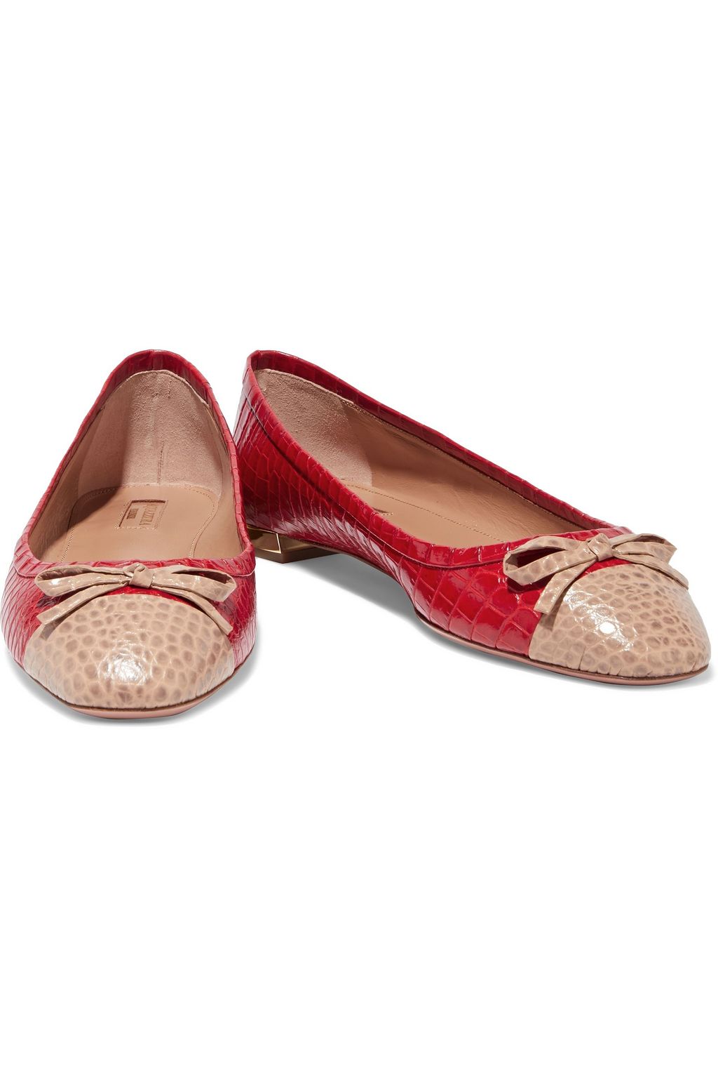 AQUAZZURA Moss color-block croc-effect leather ballet flats