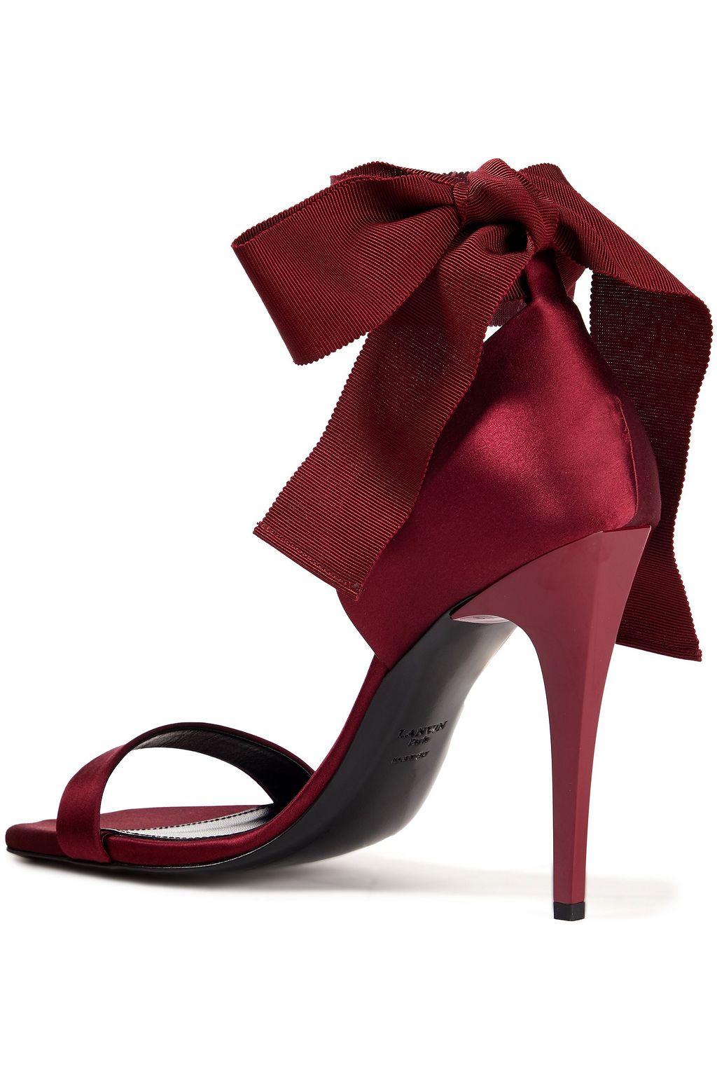 LANVIN Bow-detailed grosgrain-trimmed satin sandals