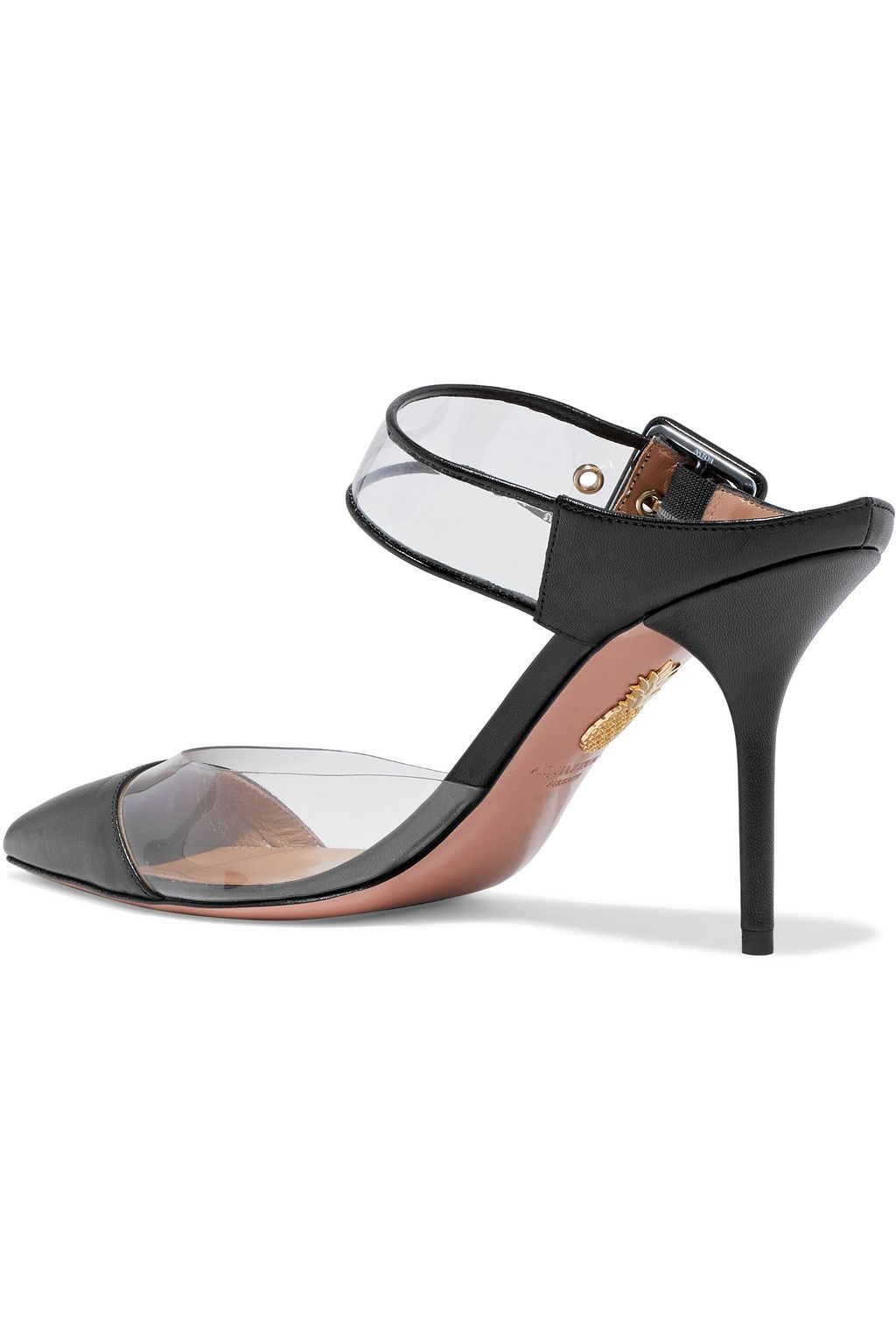 AQUAZZURA Optic 85 PVC and leather mules