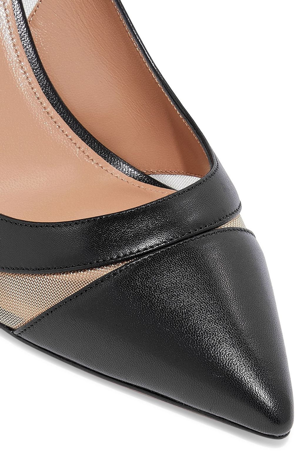 AQUAZZURA Leather and mesh pumps