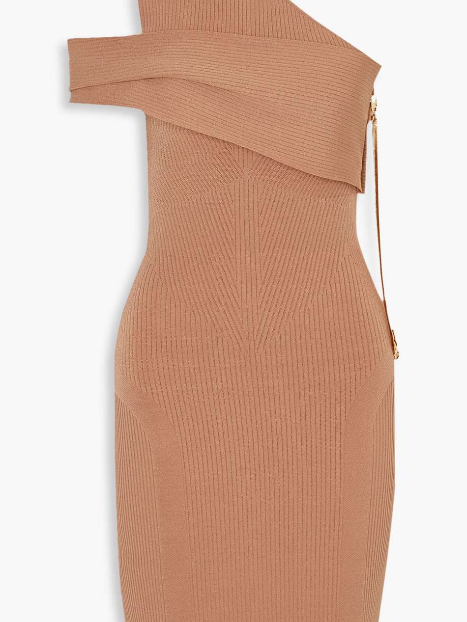 mybody one-shoulder stretch-knit mini dress