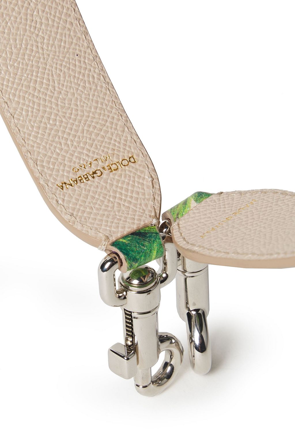 DOLCE&GABBANA Floral-print textured-leather bag strap