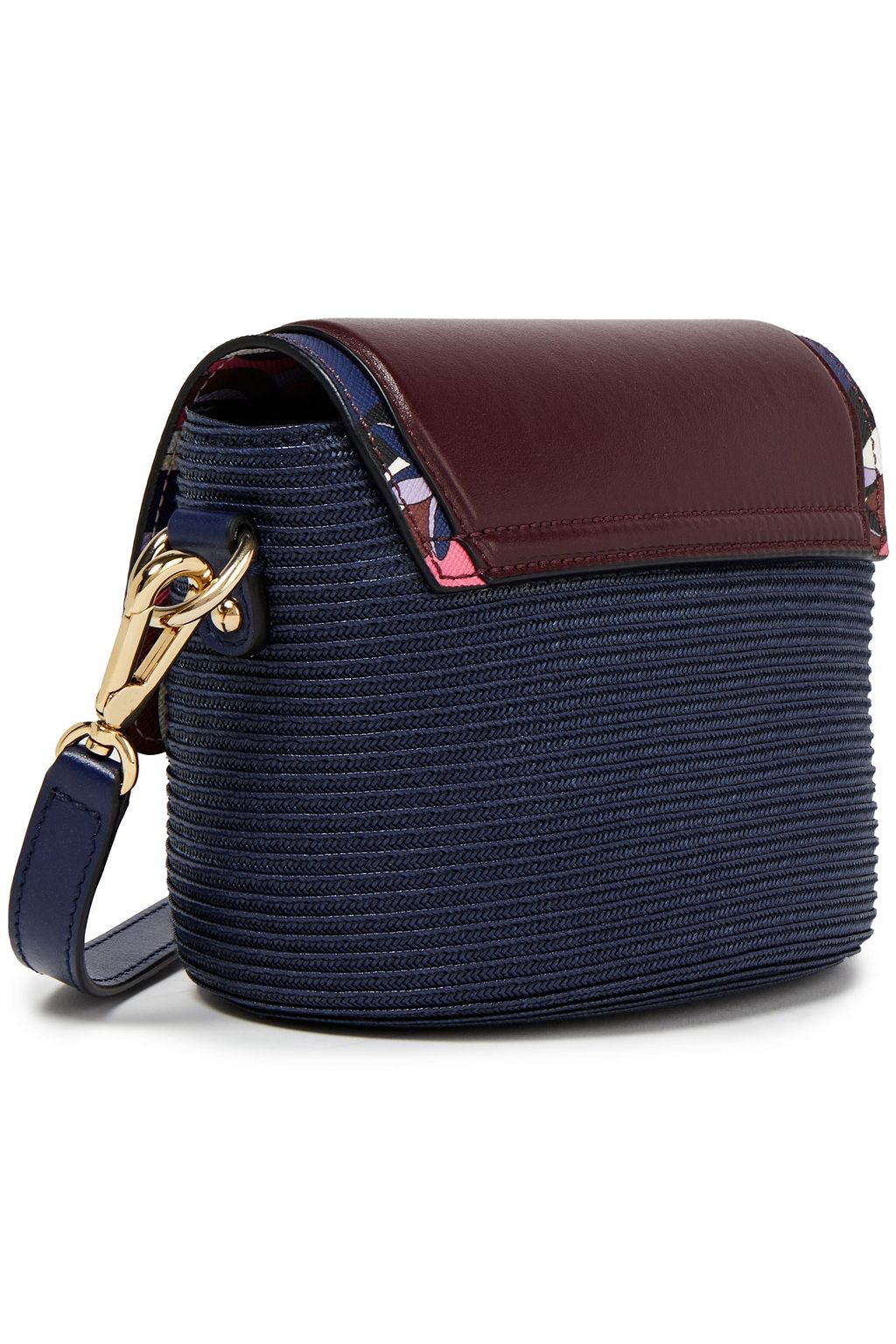 PUCCI Riviera mini printed leather and faux straw shoulder bag