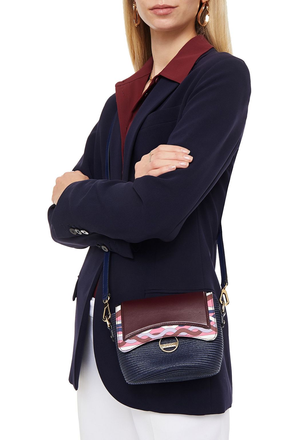 PUCCI Riviera mini printed leather and faux straw shoulder bag