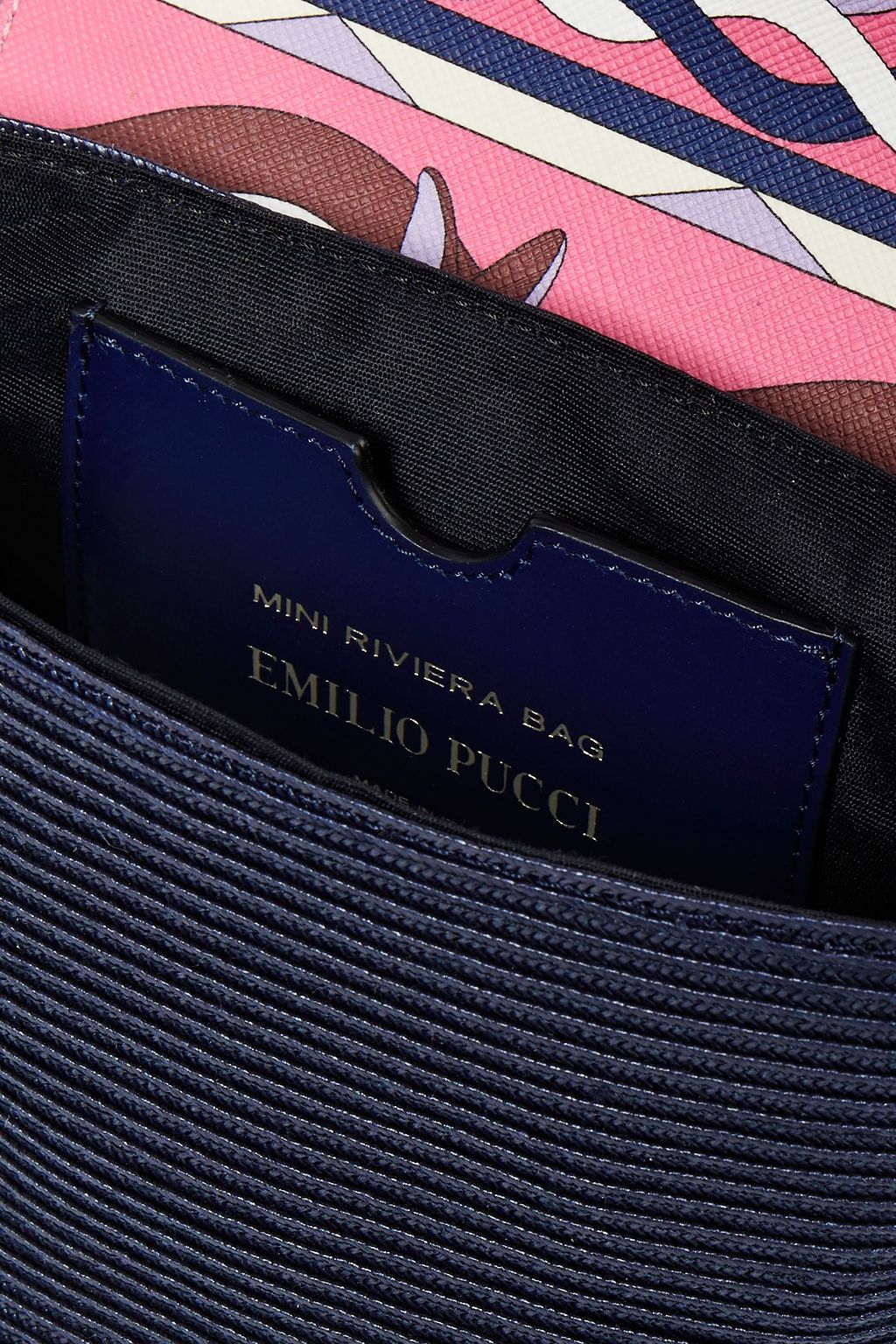 PUCCI Riviera mini printed leather and faux straw shoulder bag
