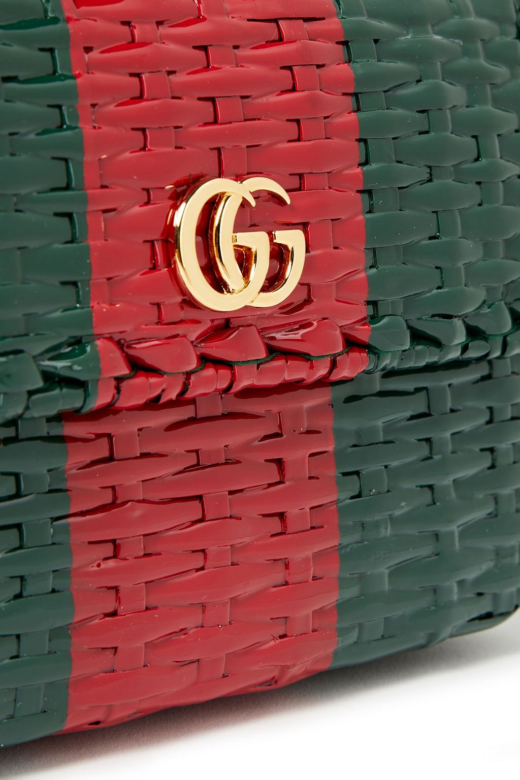 GUCCI ストライプ コーティングストロー ショルダーバッグ