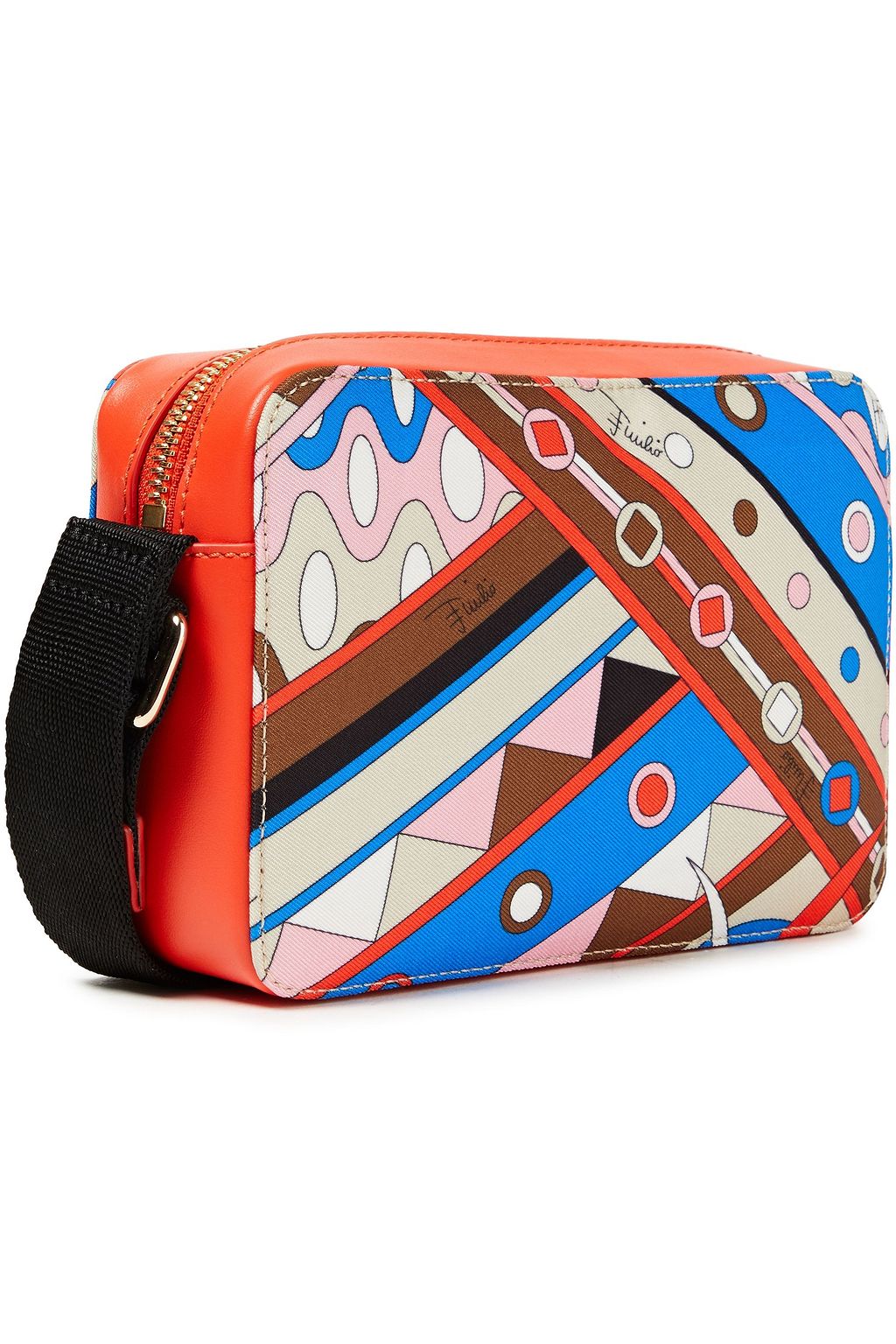 PUCCI Leather-trimmed printed twill shoulder bag