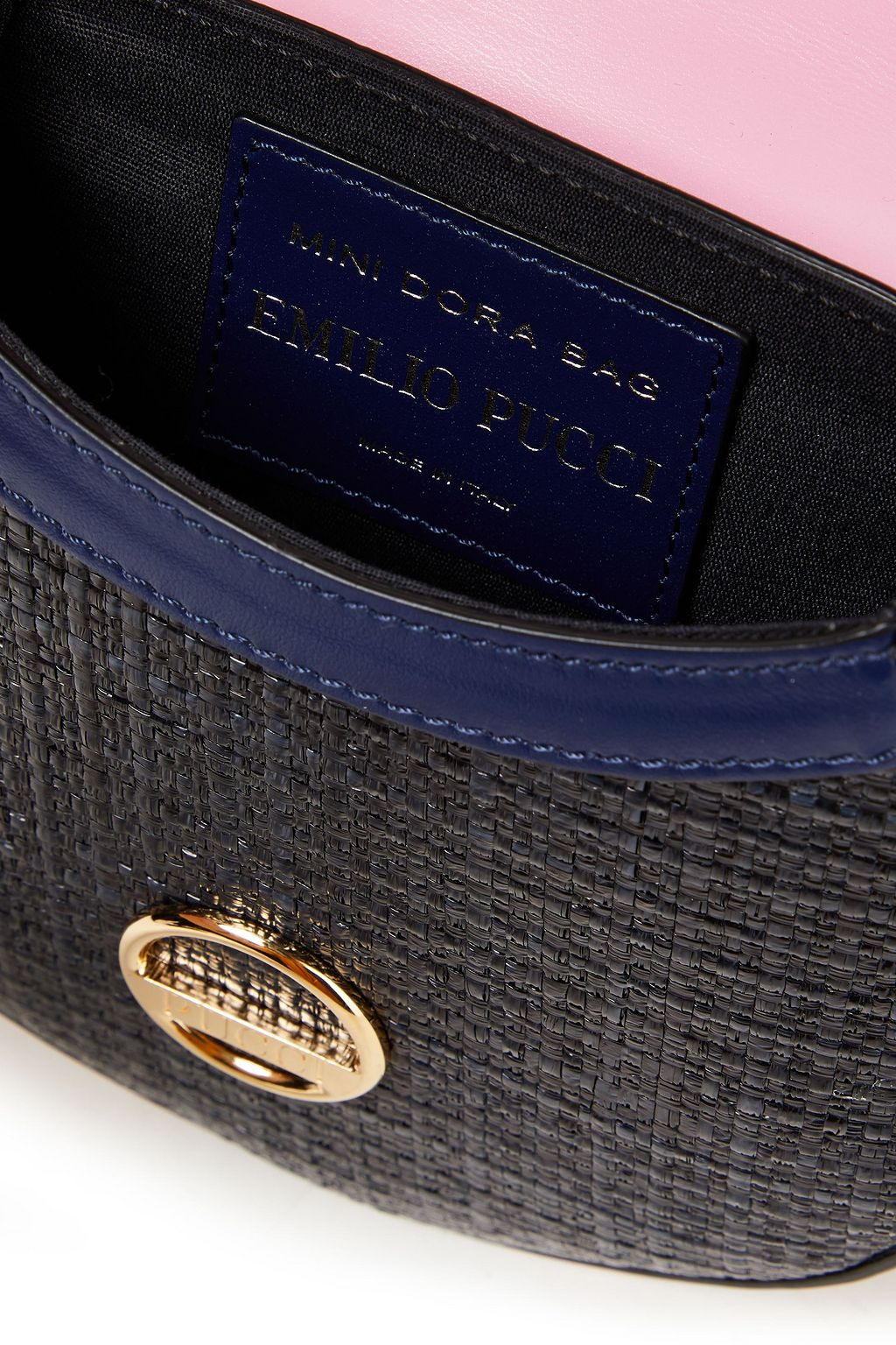 PUCCI Dora mini printed leather and faux raffia shoulder bag