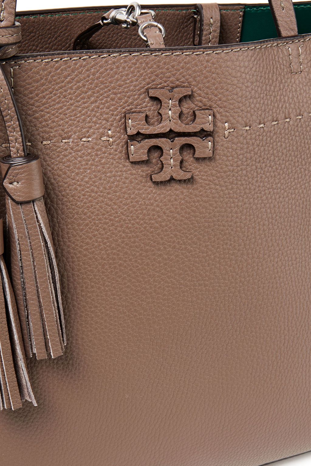 TORY BURCH McGraw tasseled pebbled-leather tote