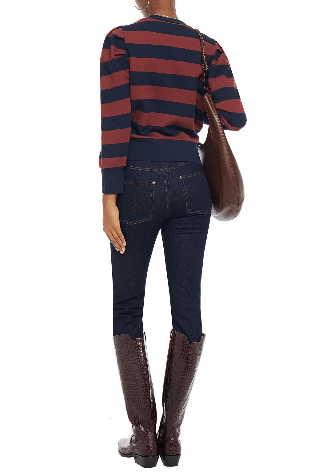FRAME Striped French cotton-terry sweatshirt