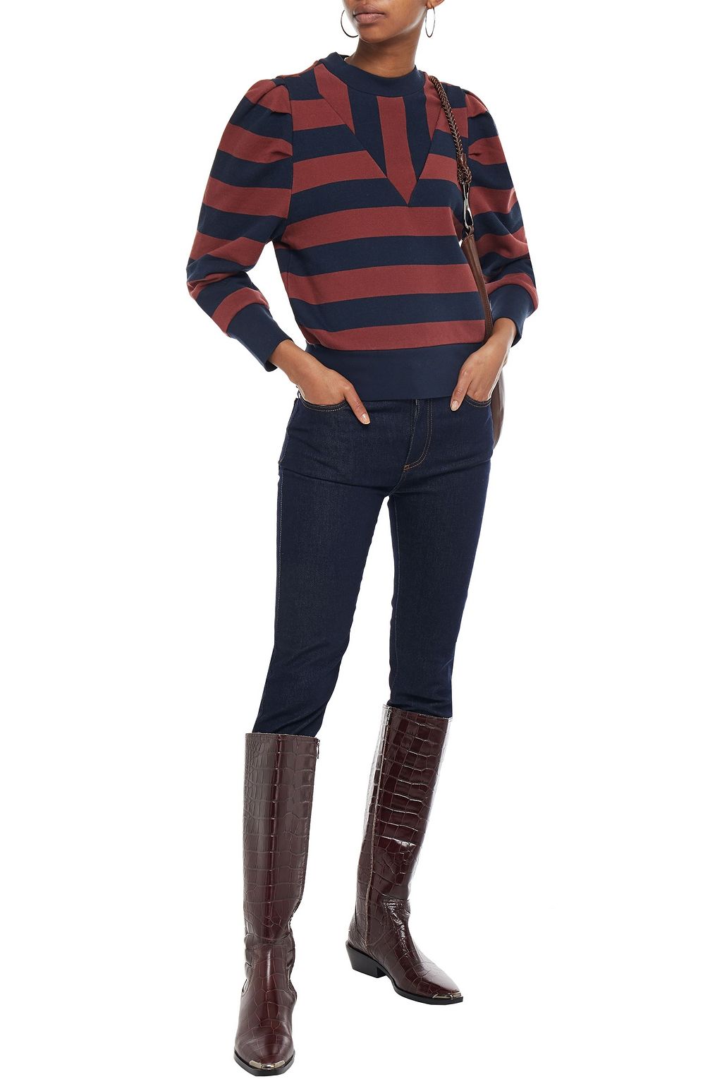 FRAME Striped French cotton-terry sweatshirt