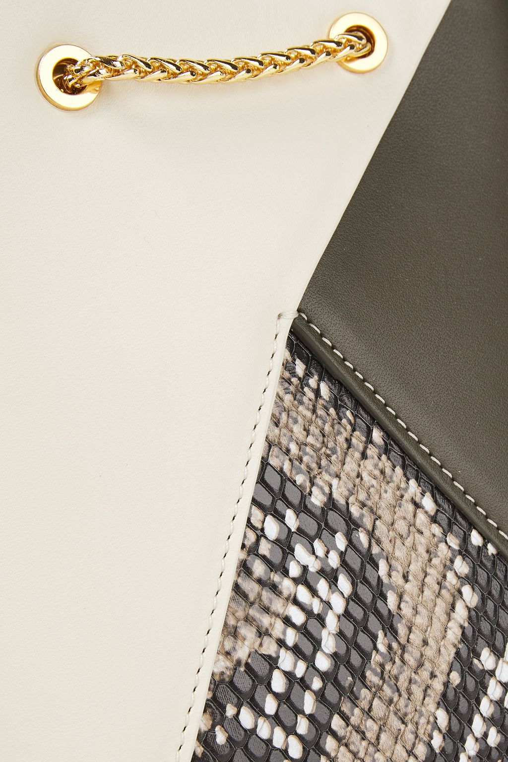 THE VOLON Mani paneled smooth and snake-effect leather bucket bag
