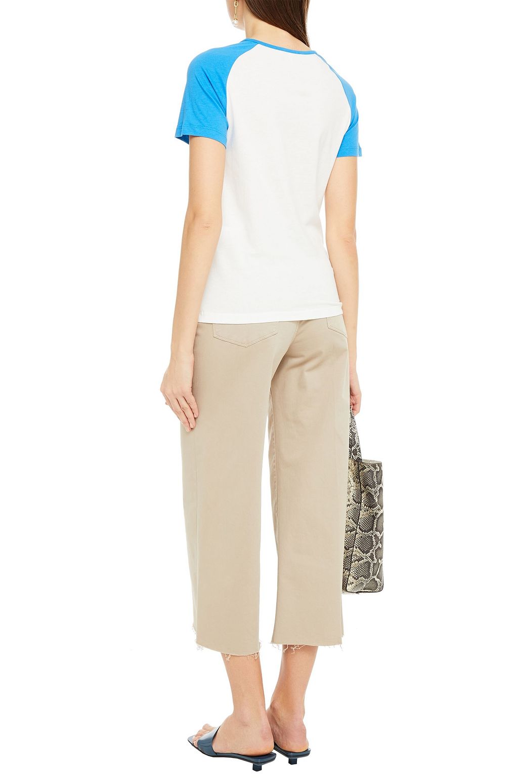 MAJE Two-tone cotton-jersey T-shirt