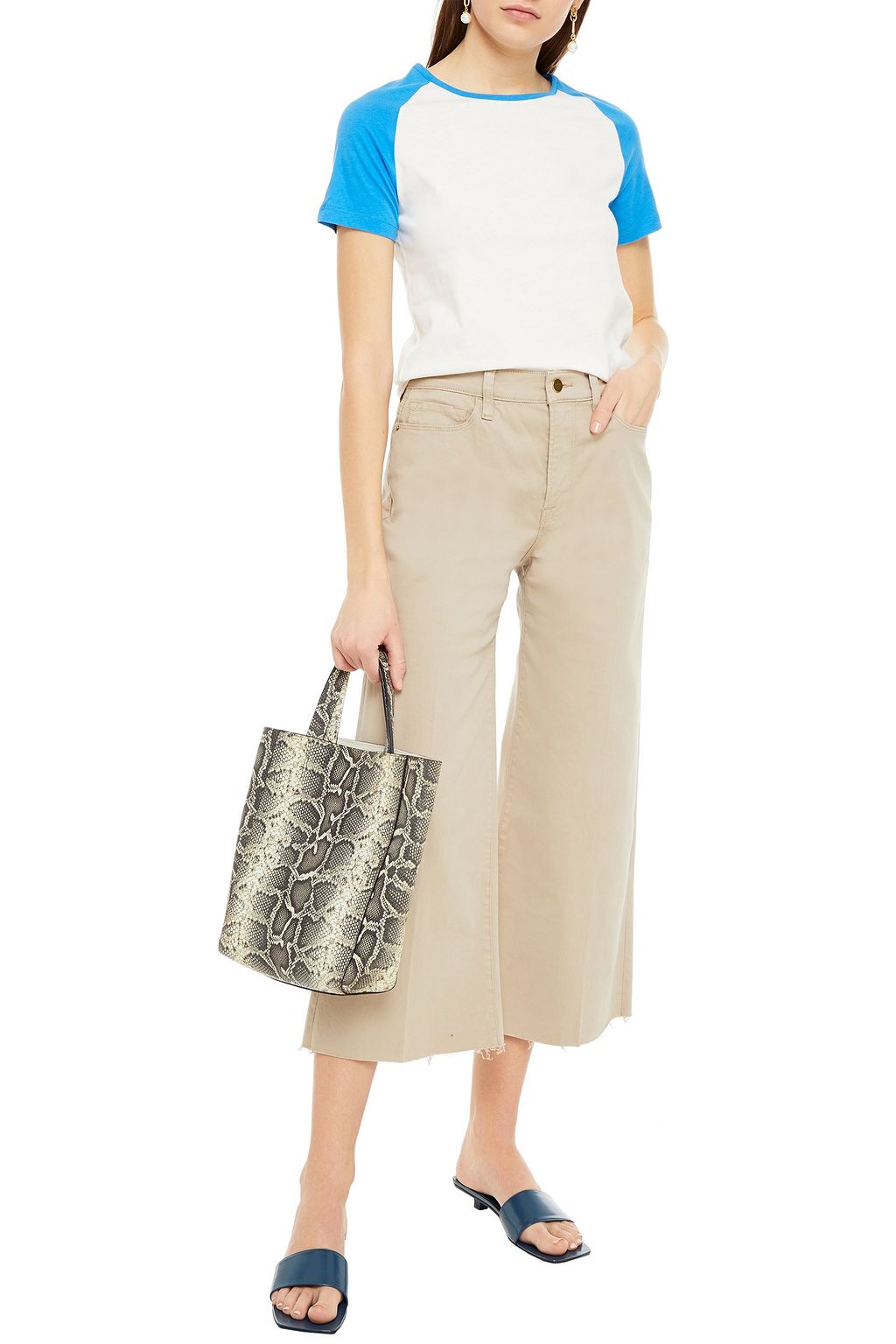 MAJE Two-tone cotton-jersey T-shirt