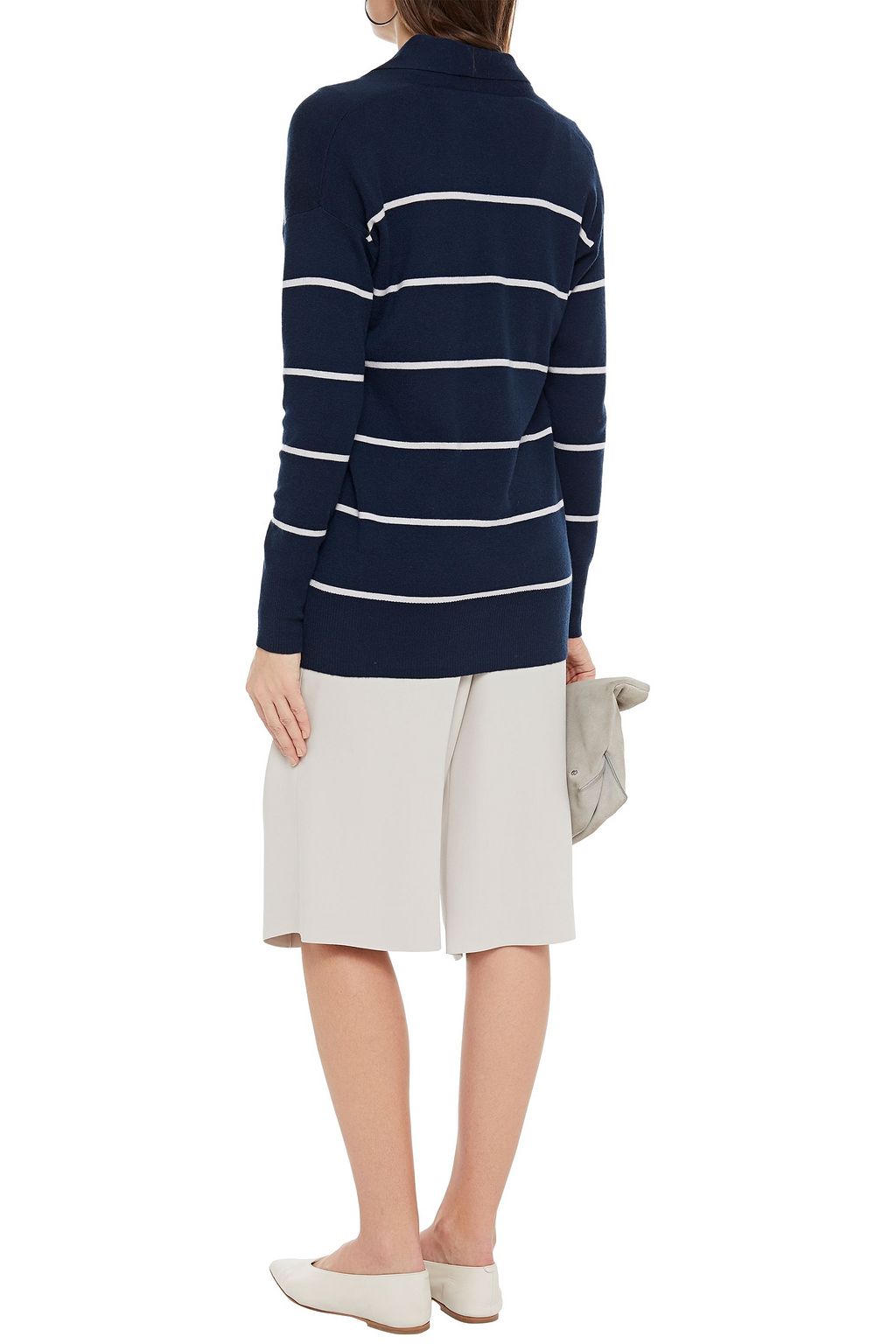 LORO PIANA Bretagne belted striped cashmere cardigan