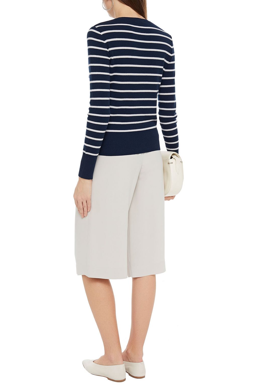 LORO PIANA Bretagne asymmetric striped cashmere sweater