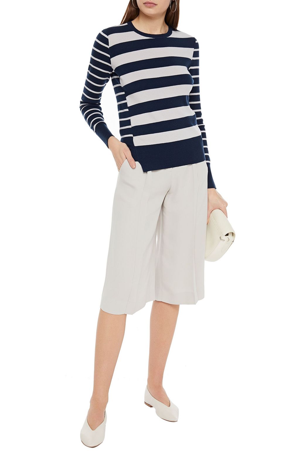 LORO PIANA Bretagne asymmetric striped cashmere sweater