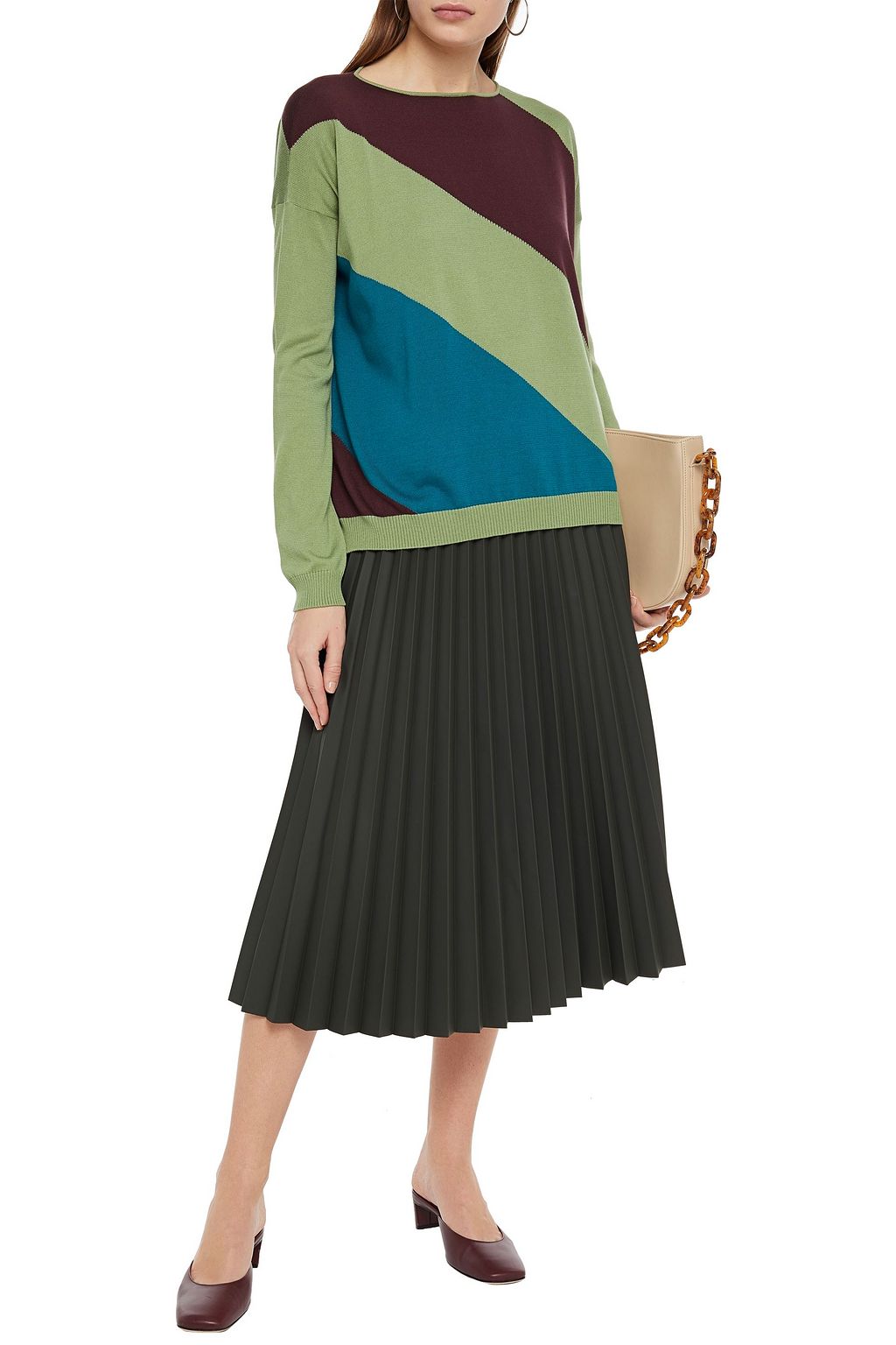 LORO PIANA Myrtos color-block silk and cotton-blend sweater