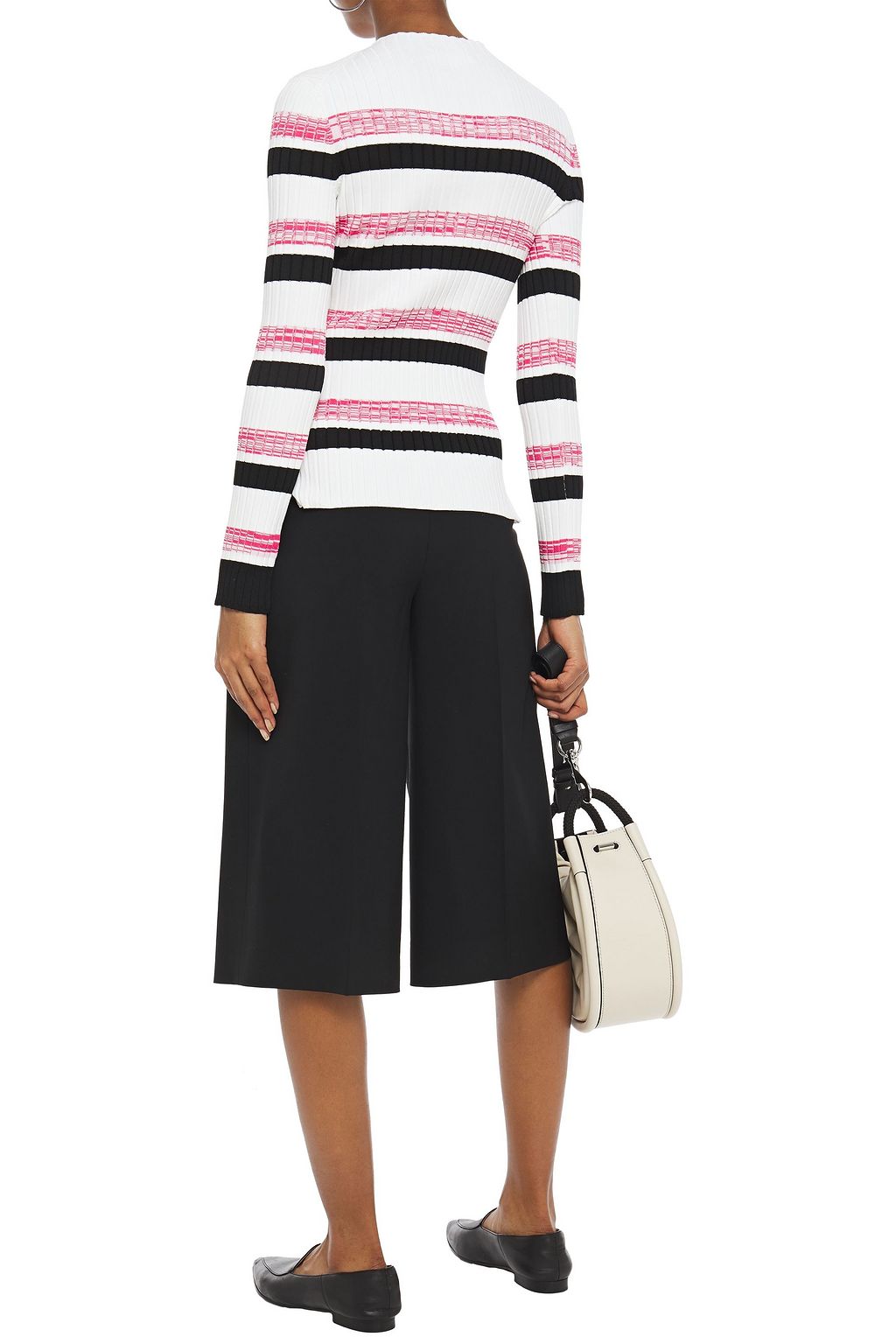MAJE Striped ribbed-knit sweater