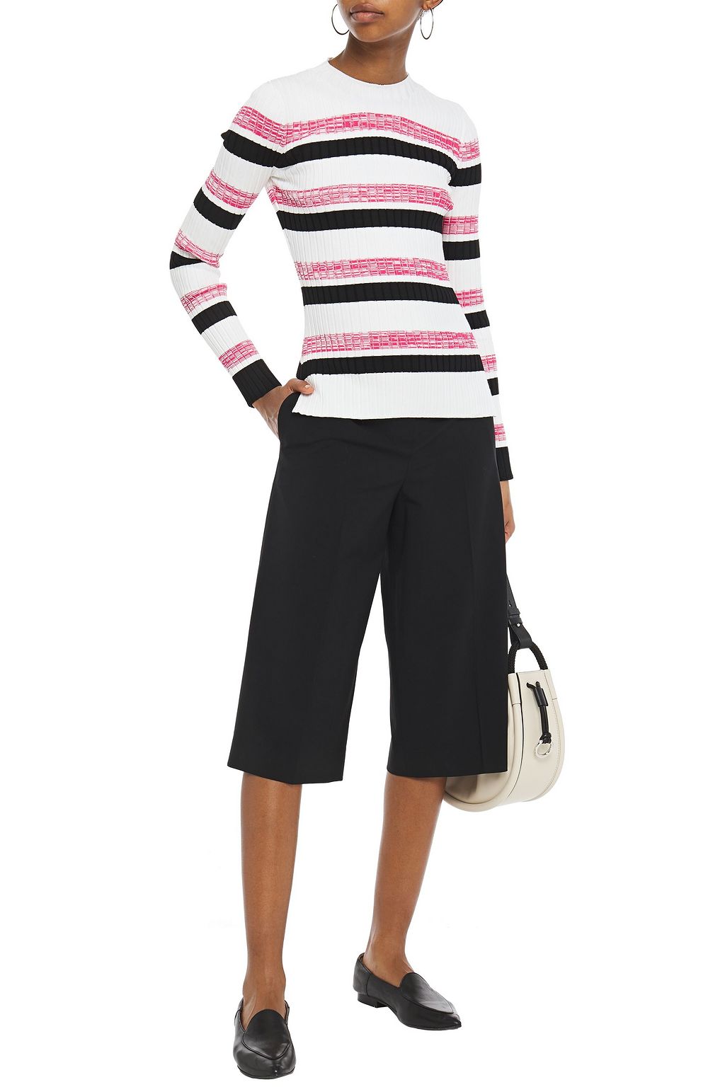 MAJE Striped ribbed-knit sweater