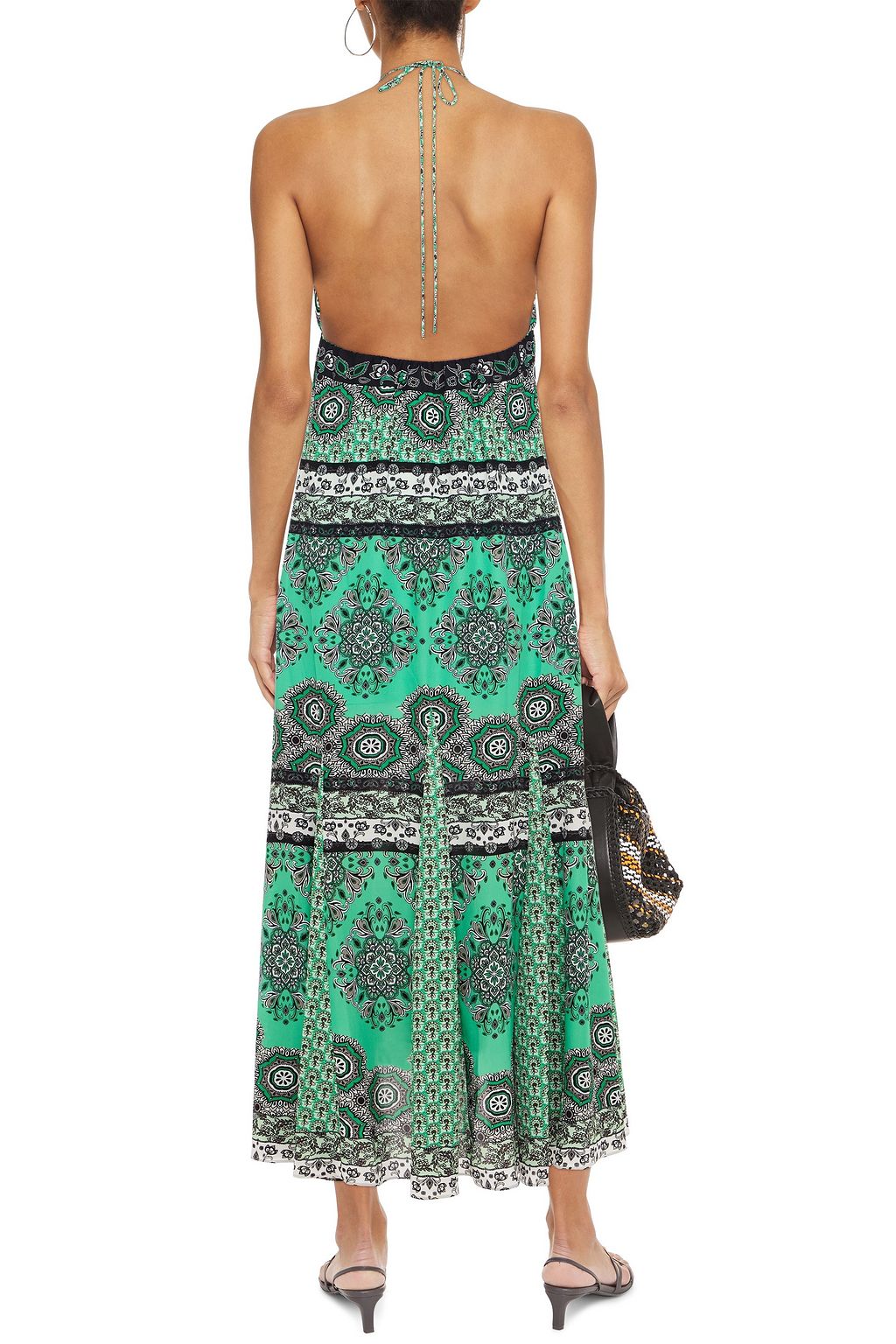 ALICE + OLIVIA Printed crepe de chine halterneck midi dress