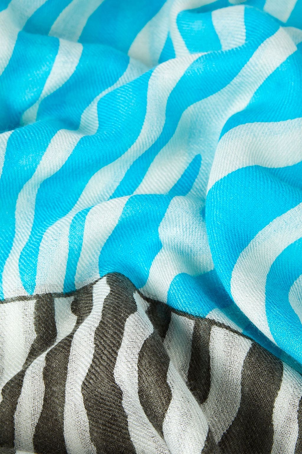 LORO PIANA Frayed zebra-print cashmere and silk-blend scarf