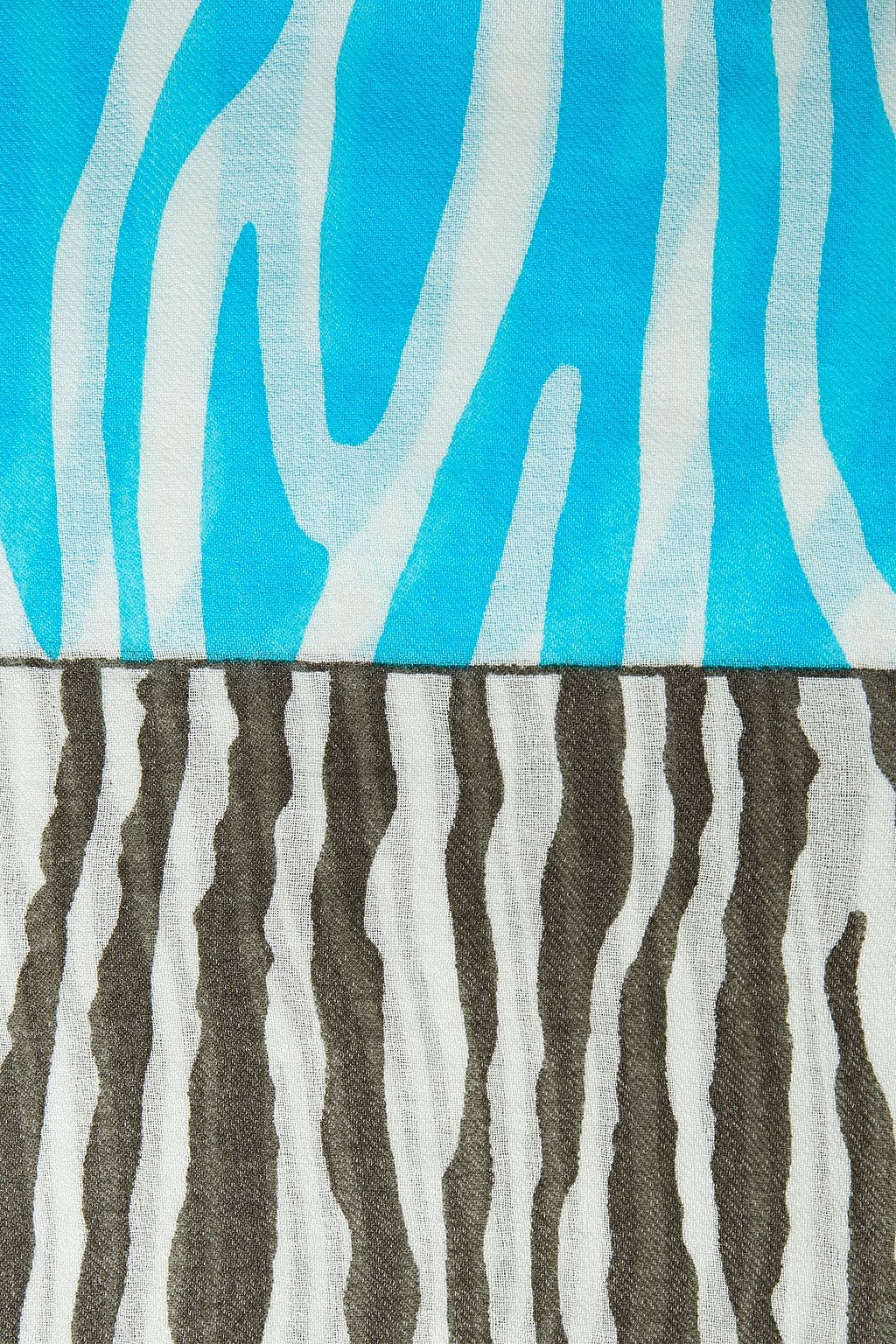 LORO PIANA Frayed zebra-print cashmere and silk-blend scarf