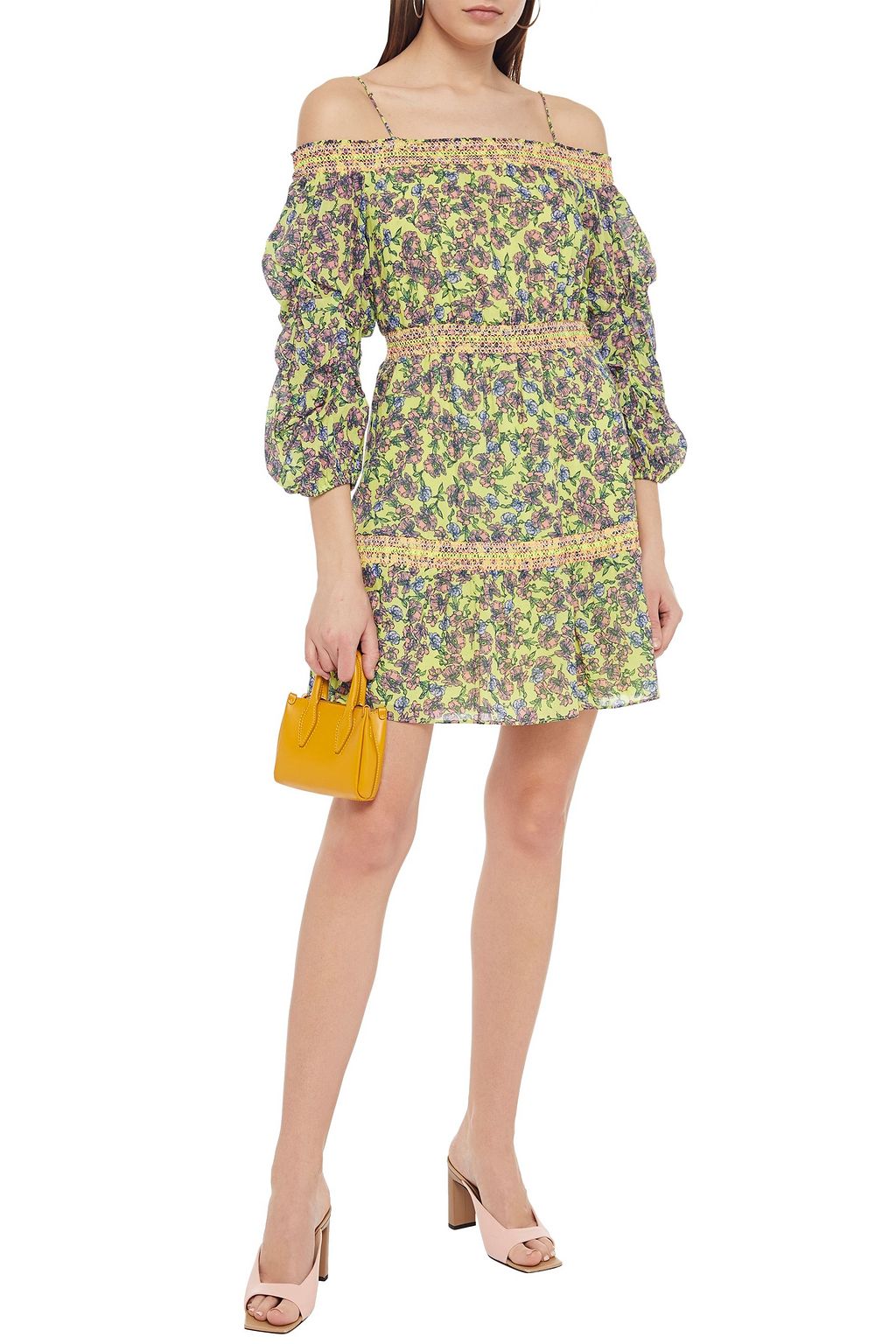 ALICE + OLIVIA Cold-shoulder floral-print cotton mini dress