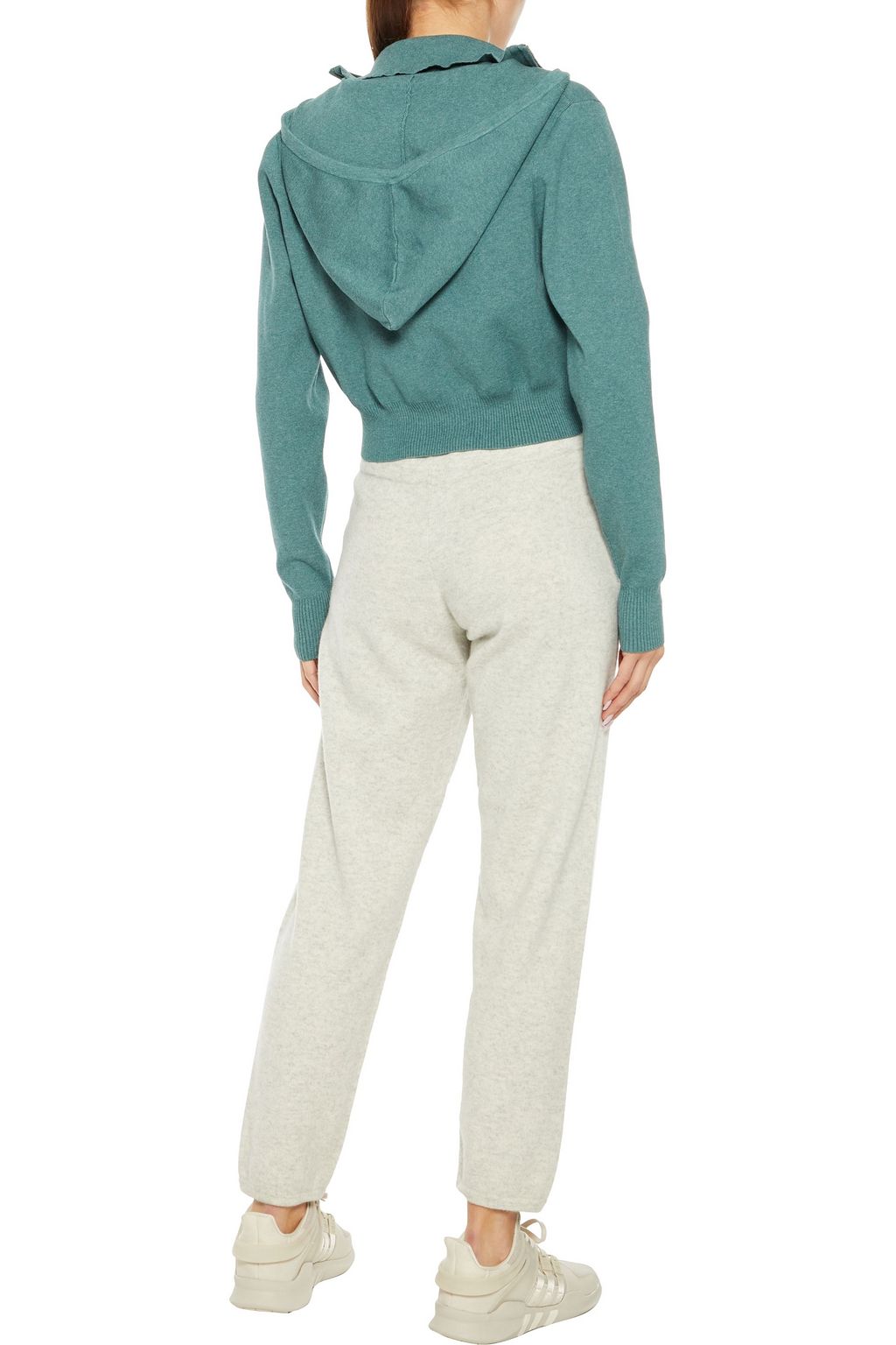 LIVE THE PROCESS Cropped mélange stretch-knit hoodie