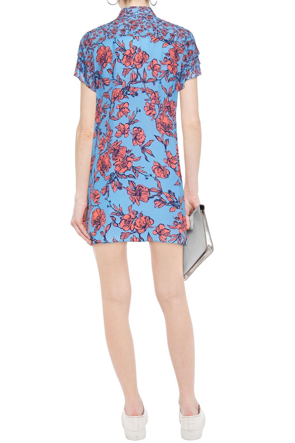 ALICE + OLIVIA Floral-print cupro mini shirt dress