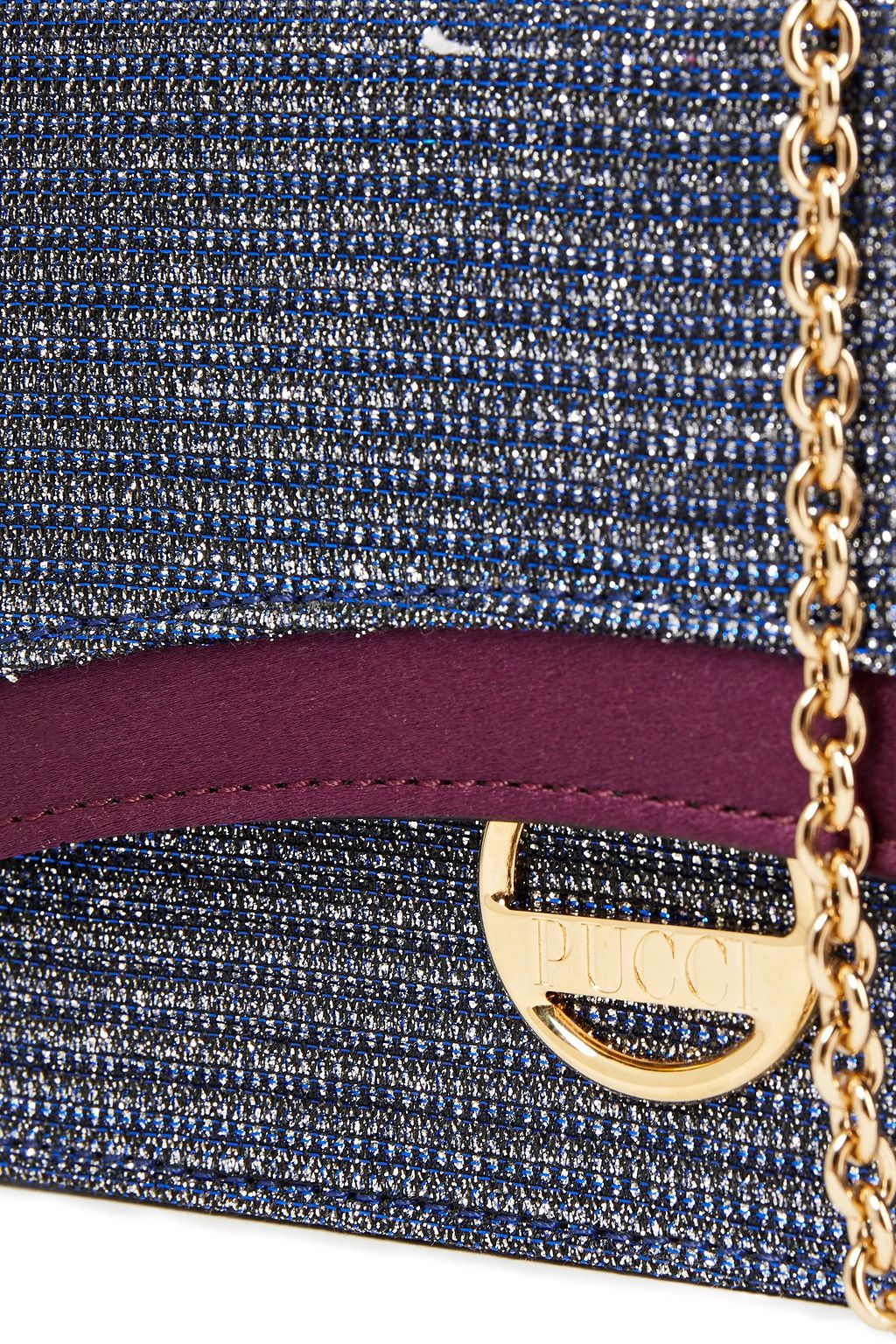 PUCCI Satin-trimmed metallic tweed shoulder bag