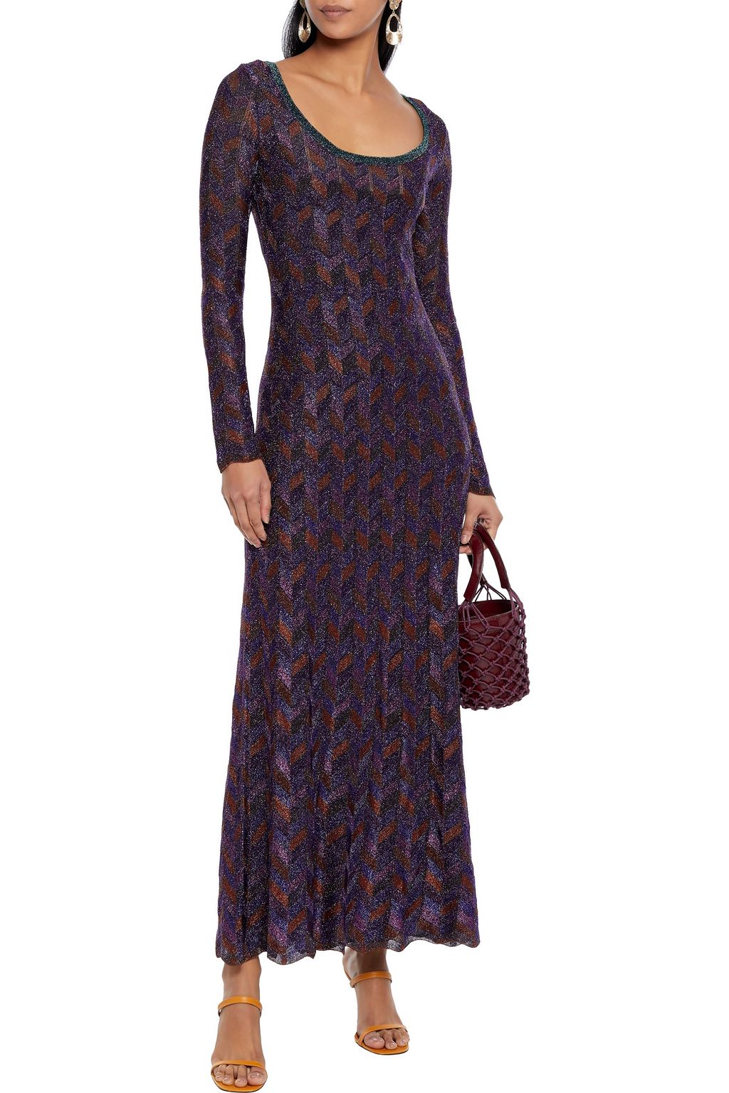 M MISSONI Metallic crochet-knit maxi dress