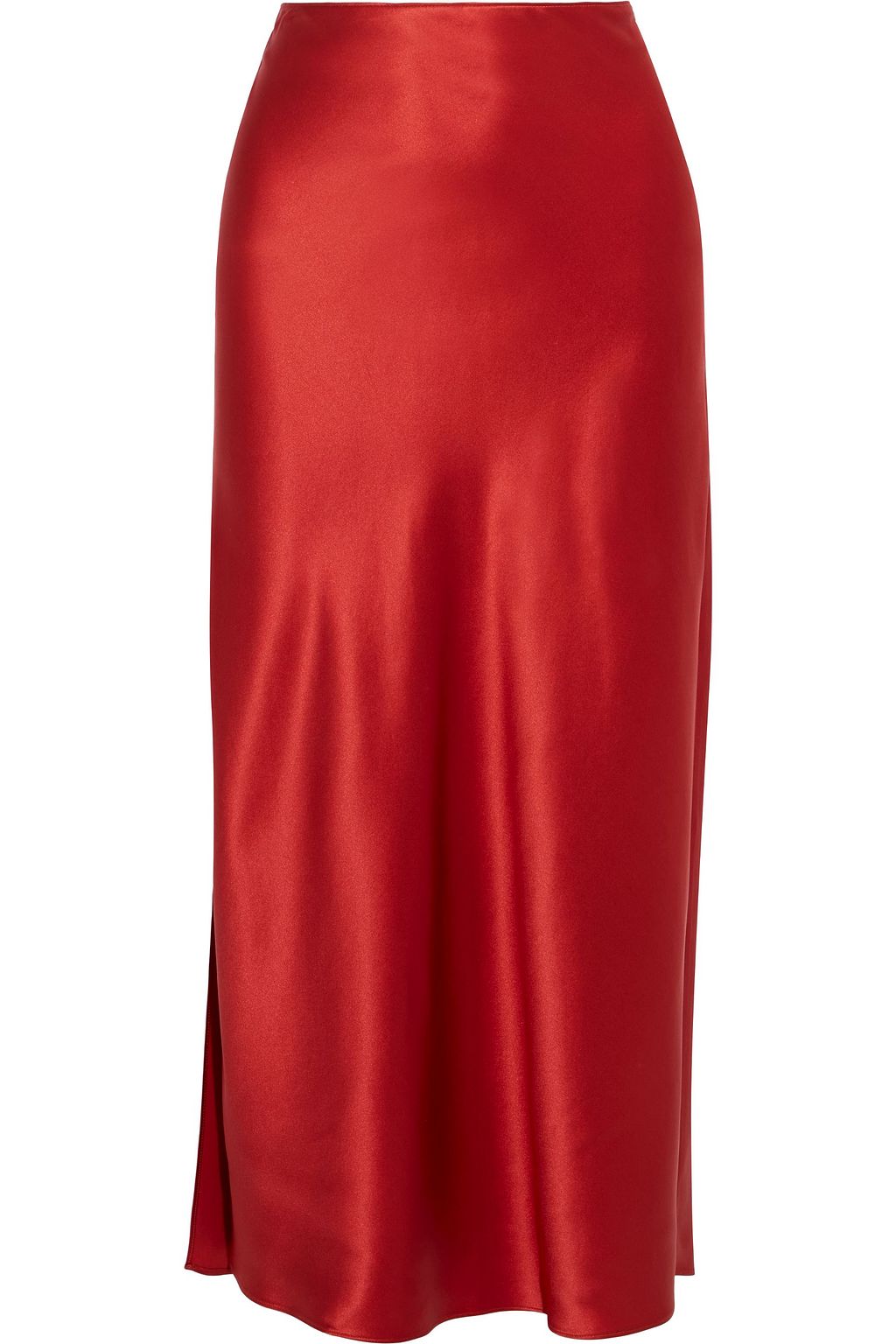 Red Silk-charmeuse midi skirt | Sale up 