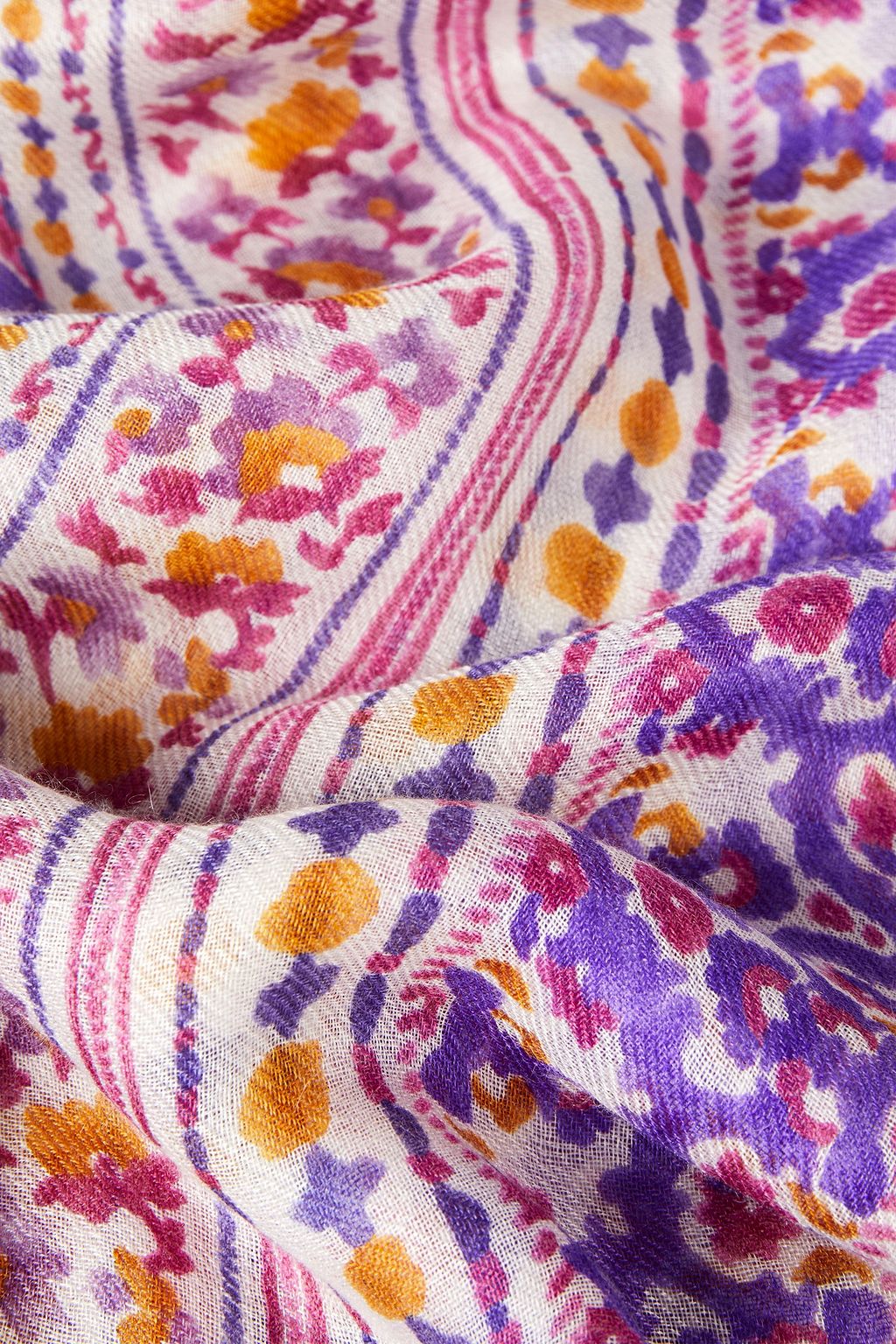 LORO PIANA Printed cashmere and silk-blend gauze scarf