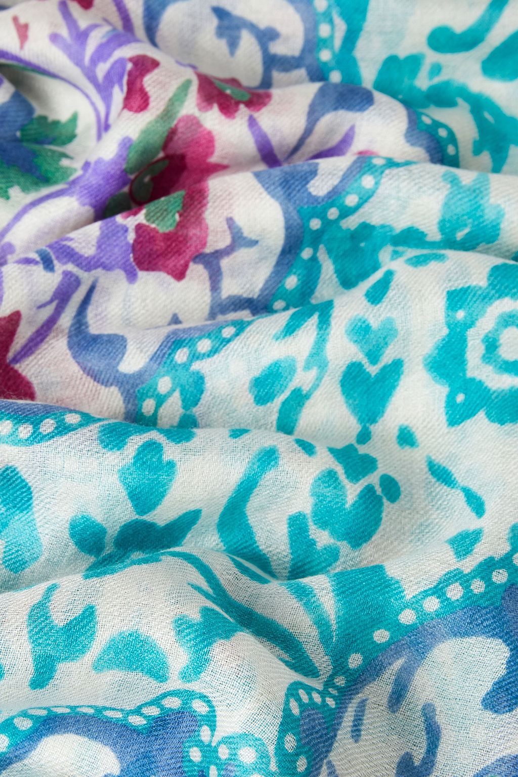 LORO PIANA Printed cashmere and silk-blend gauze scarf