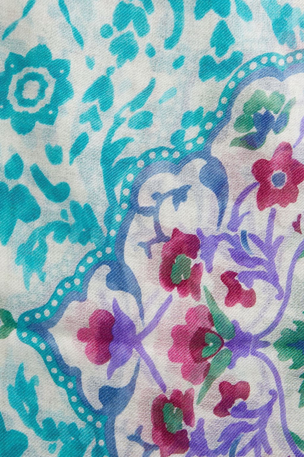 LORO PIANA Printed cashmere and silk-blend gauze scarf
