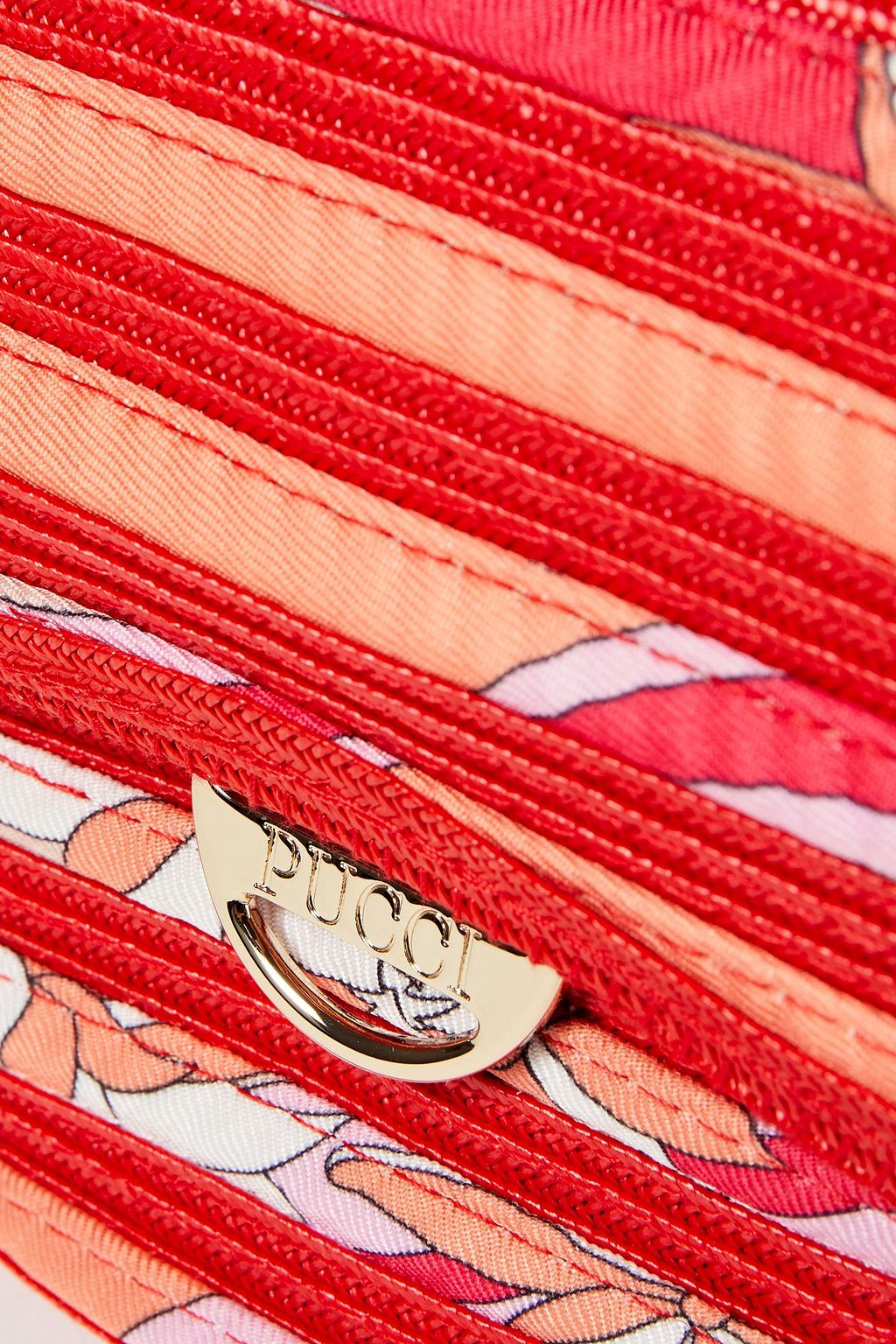 PUCCI Printed twill and straw shoulder bag
