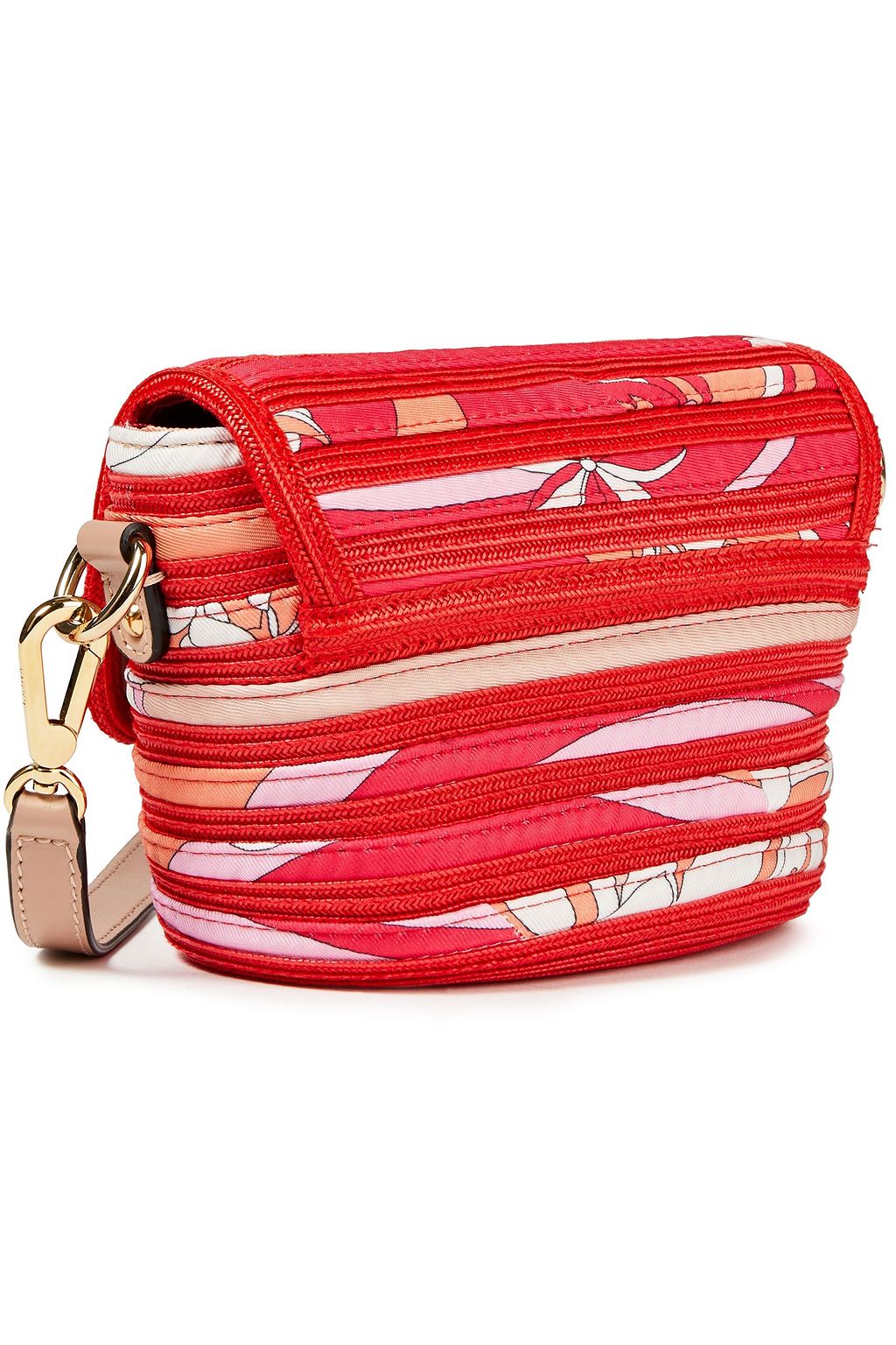 PUCCI Printed twill and straw shoulder bag