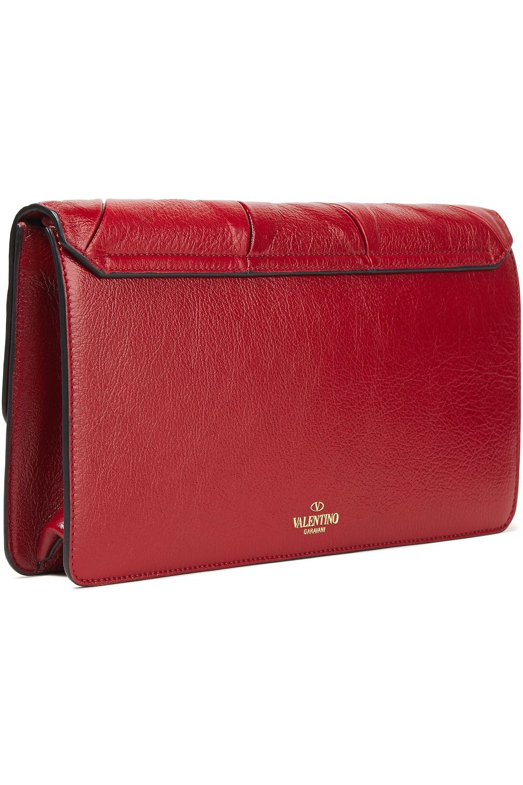 VALENTINO GARAVANI Side Bow studded crinkled leather clutch