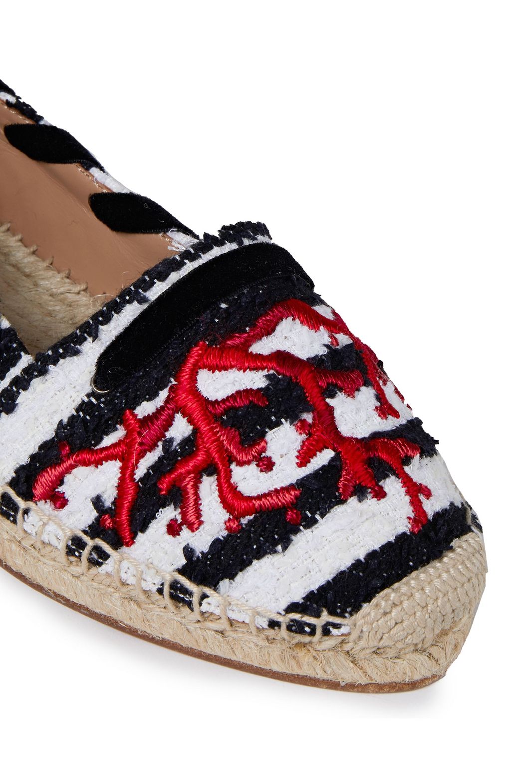 AQUAZZURA حذاء إسبادريل «كارولين» من التويد المزين بالمخمل