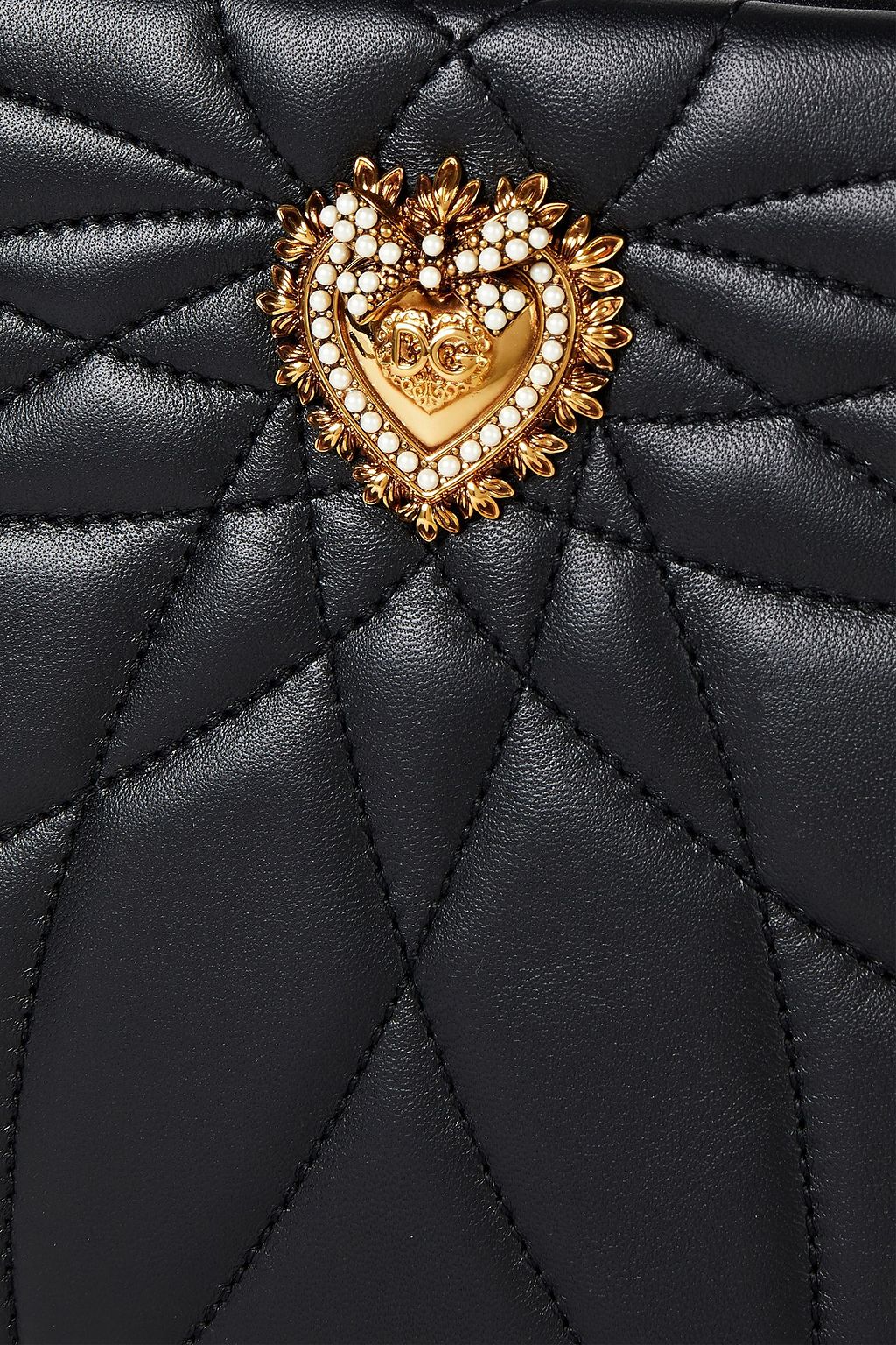 DOLCE&GABBANA Devotion embellished quilted leather pouch